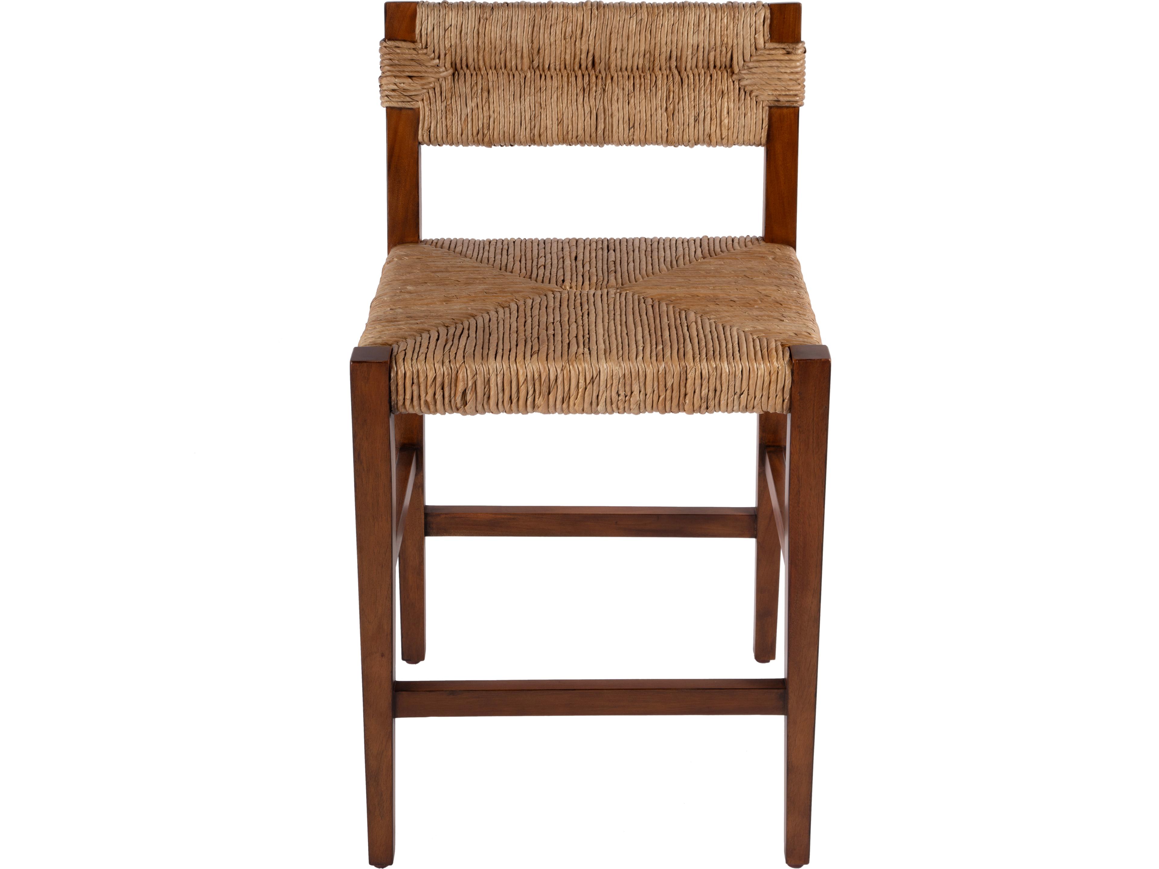 Butler Valencia Banana Leaf Dark Brown Mahogany Wood Counter Stool