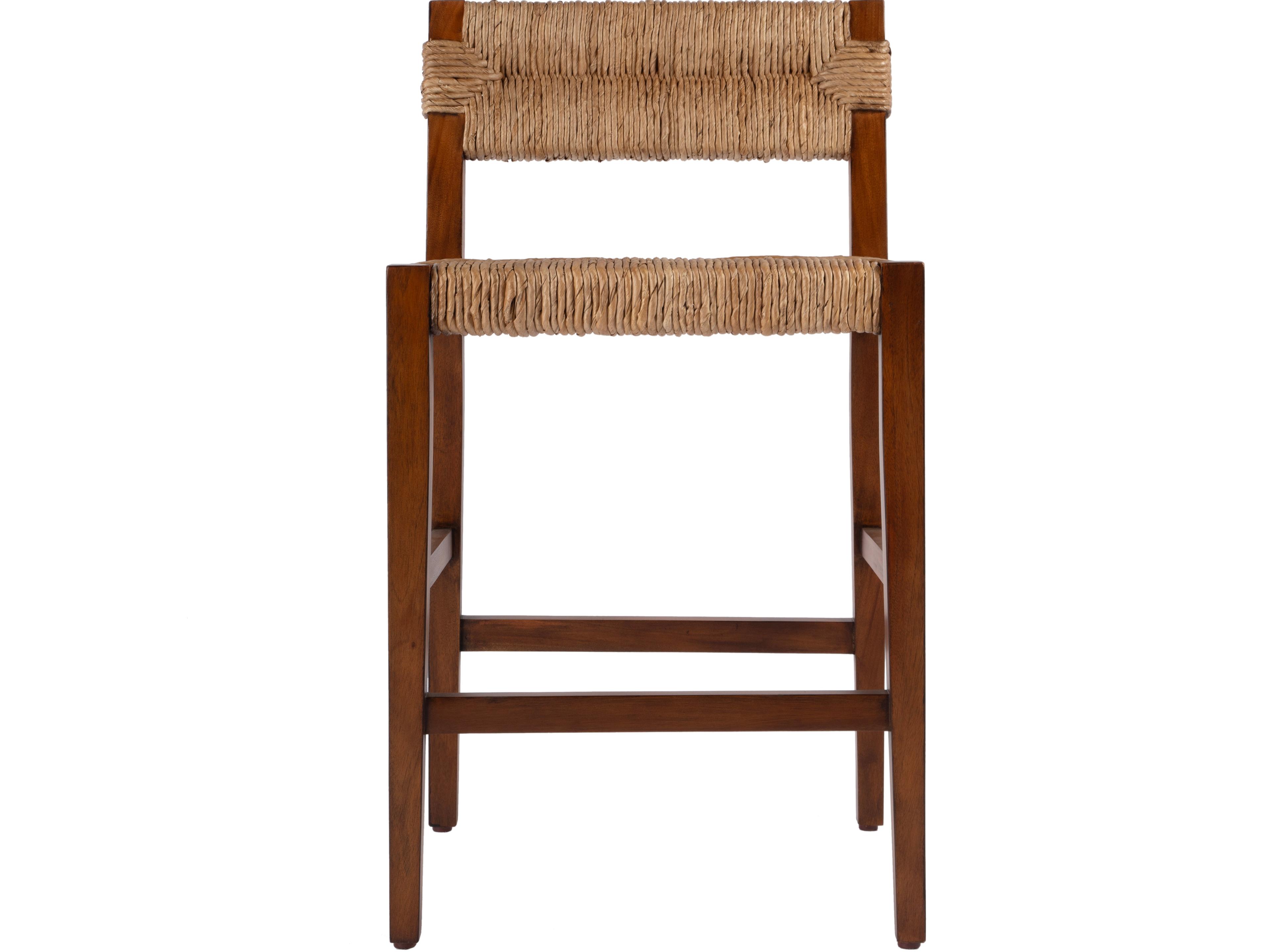 Butler Valencia Banana Leaf Dark Brown Mahogany Wood Counter Stool