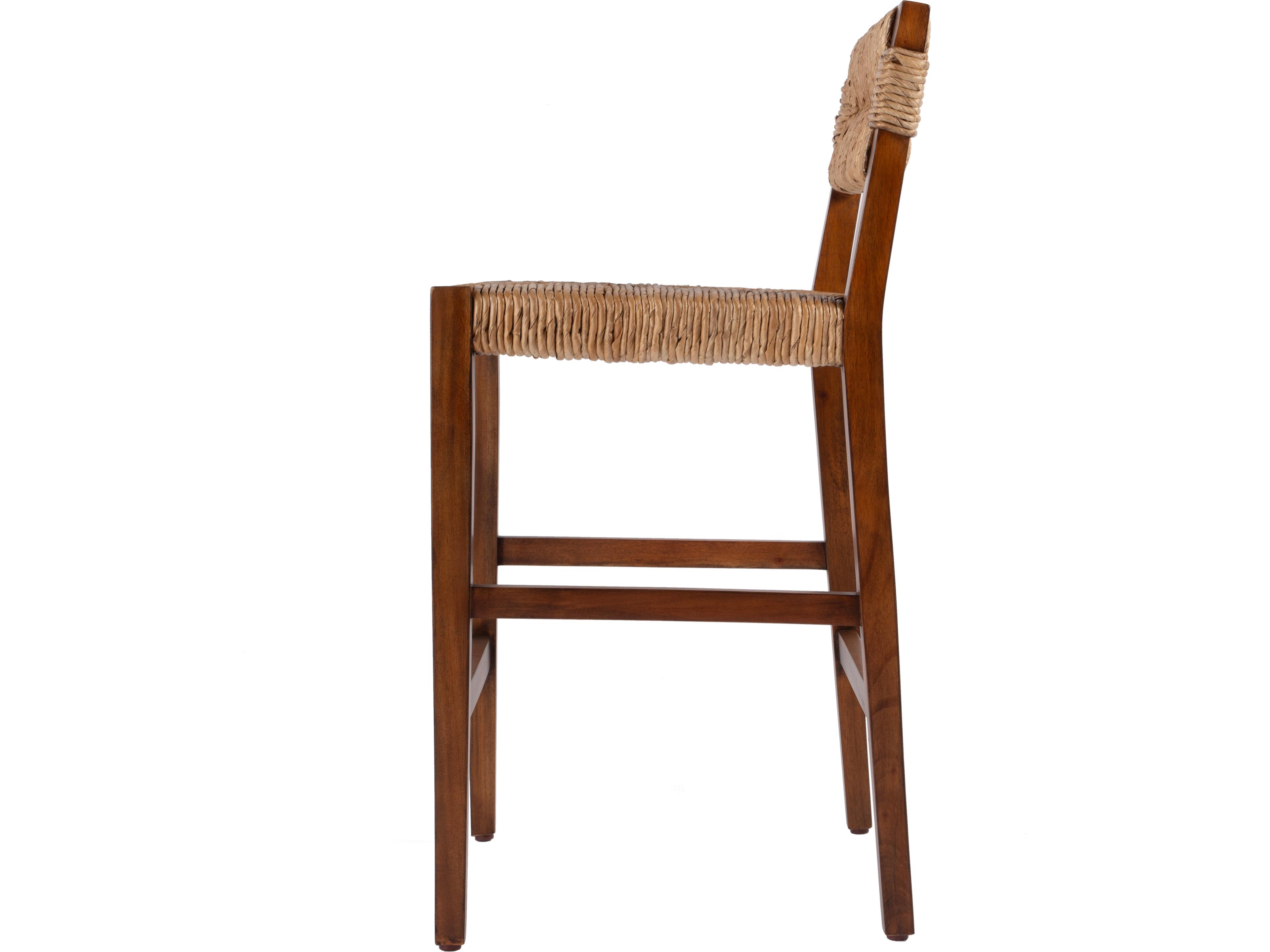 Butler Valencia Banana Leaf Dark Brown Mahogany Wood Counter Stool