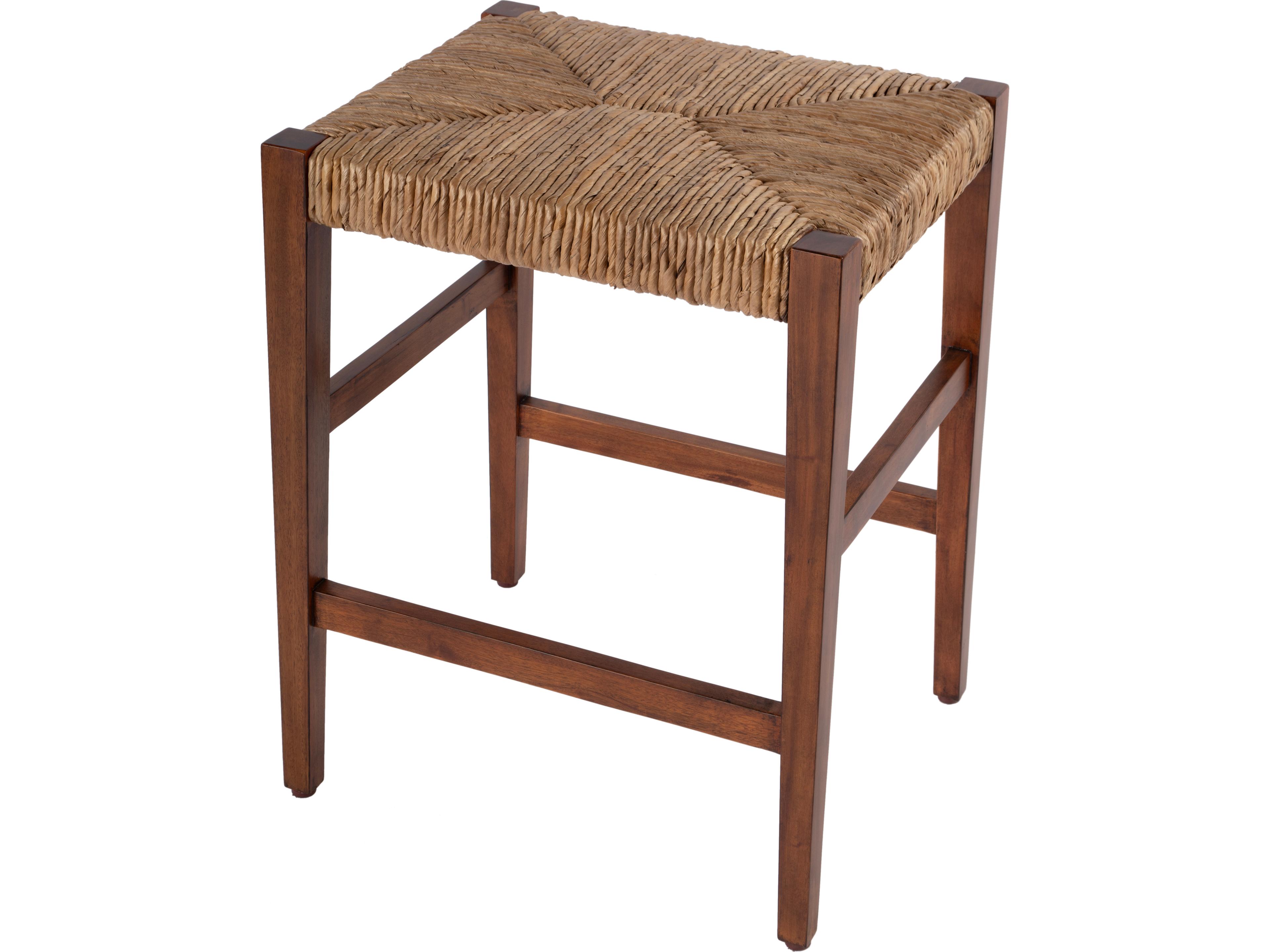 Butler Valencia Banana Leaf Dark Brown Mahogany Wood Counter Stool