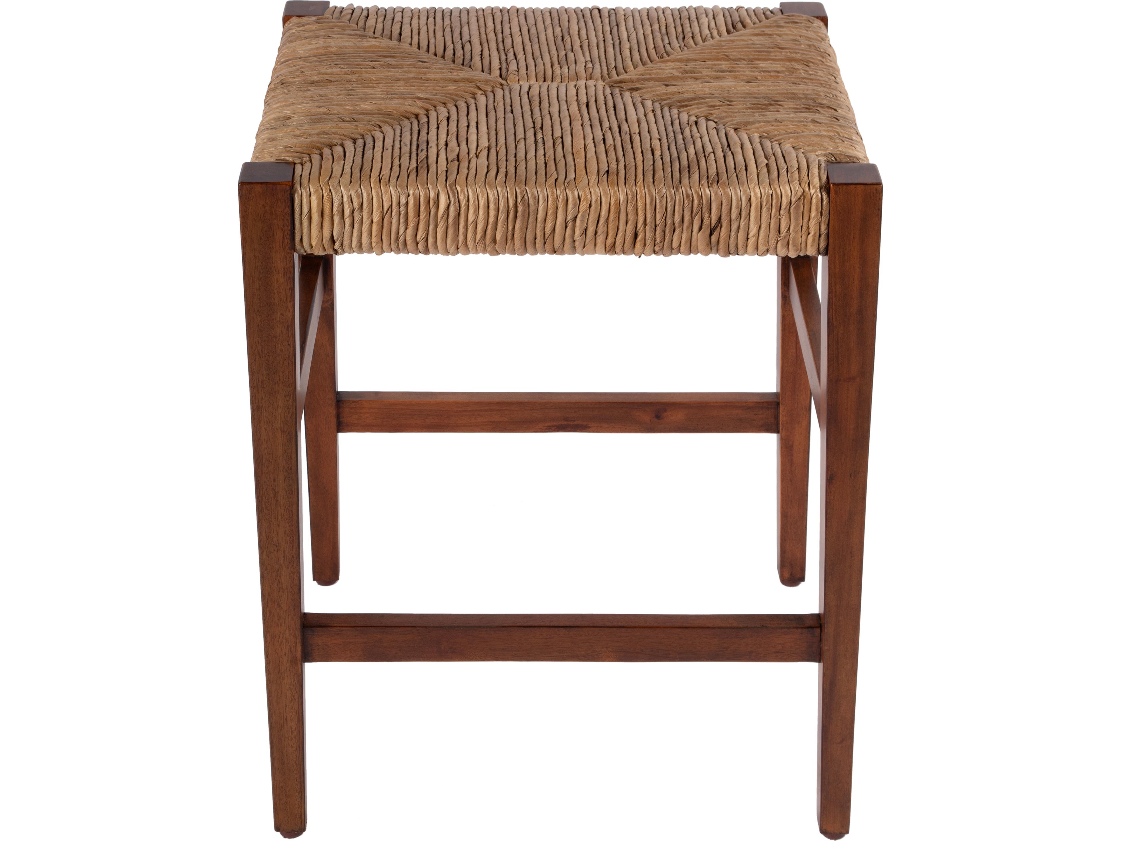 Butler Valencia Banana Leaf Dark Brown Mahogany Wood Counter Stool