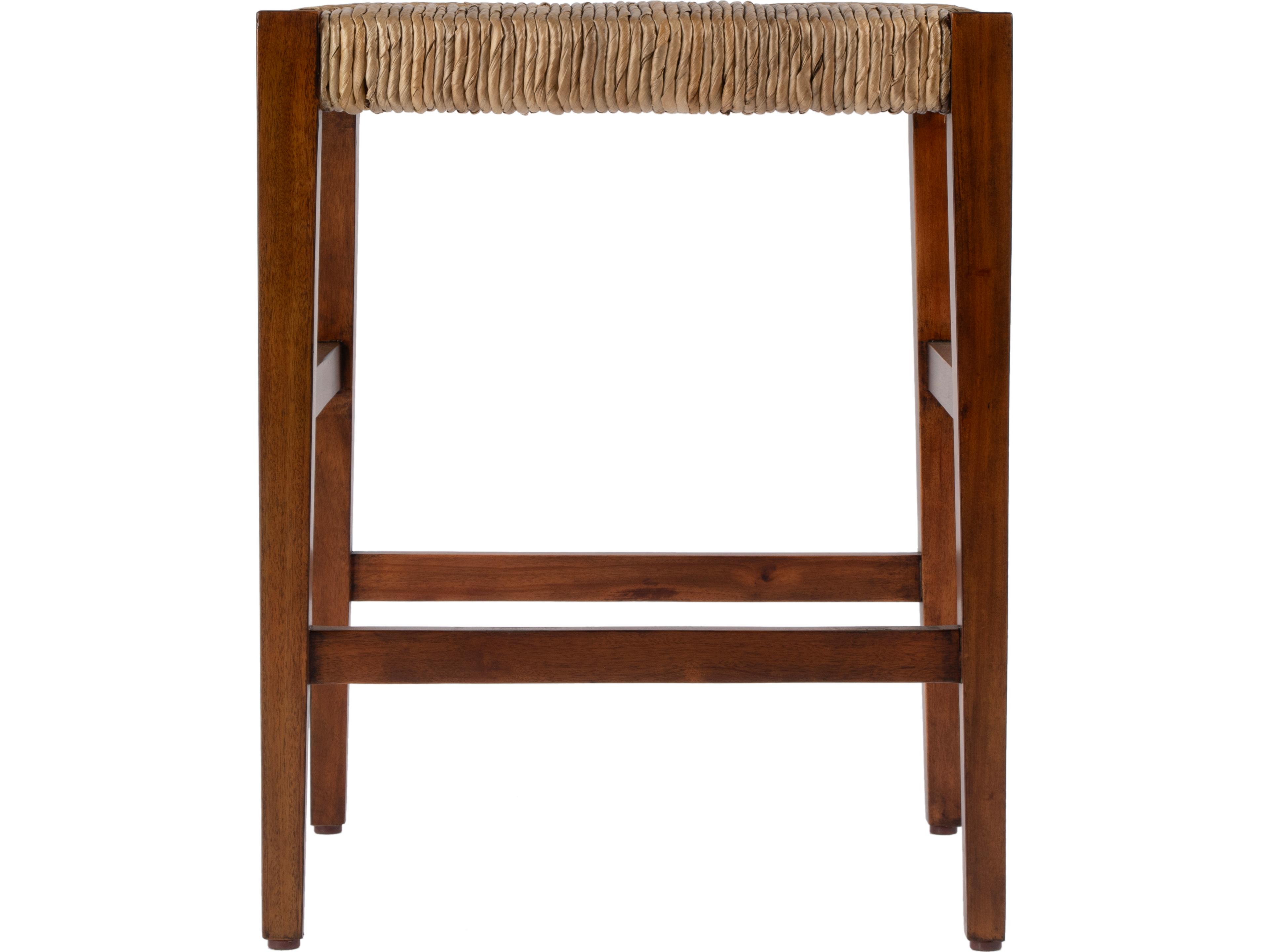 Butler Valencia Banana Leaf Dark Brown Mahogany Wood Counter Stool