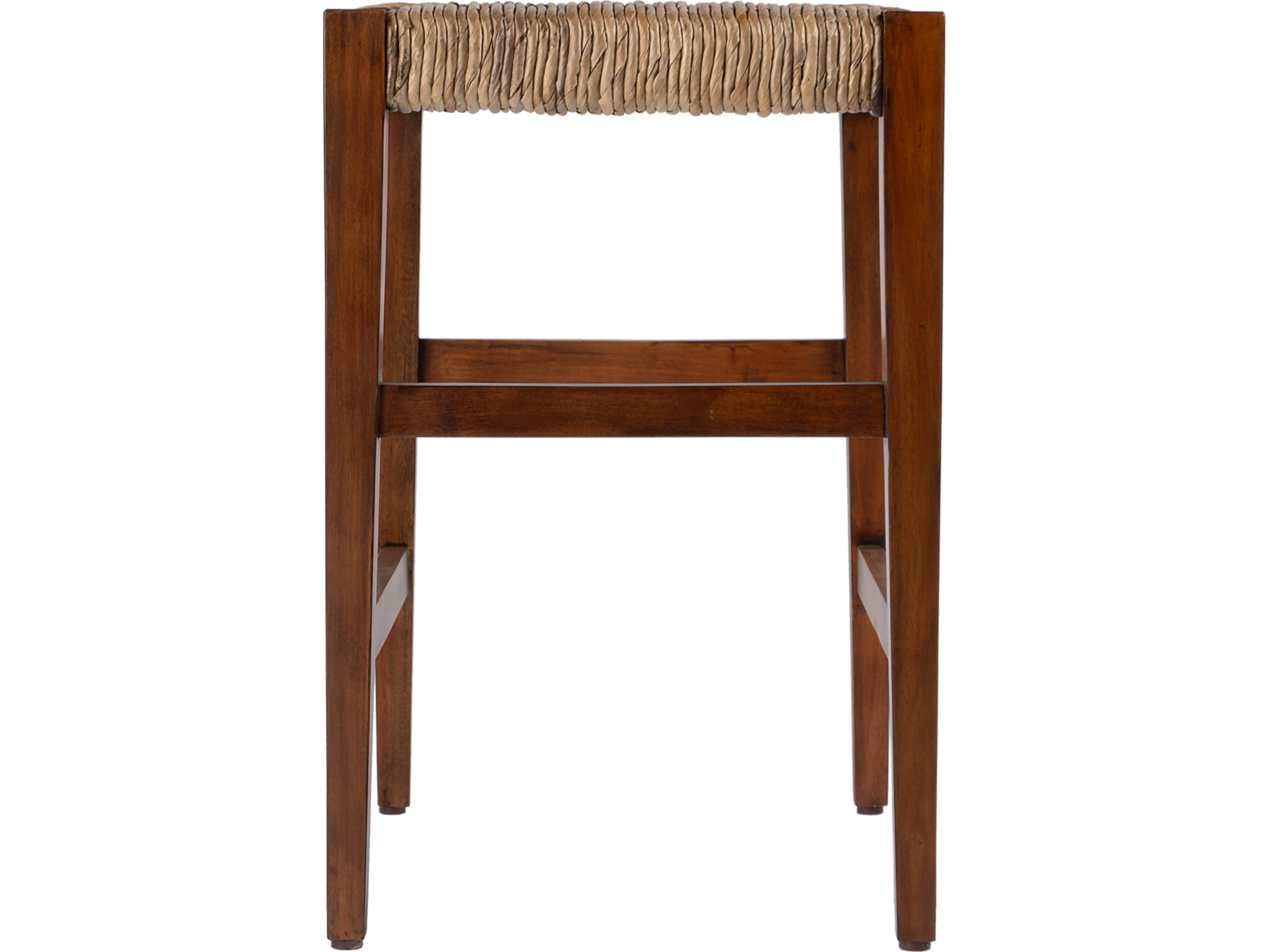 Butler Valencia Banana Leaf Dark Brown Mahogany Wood Counter Stool