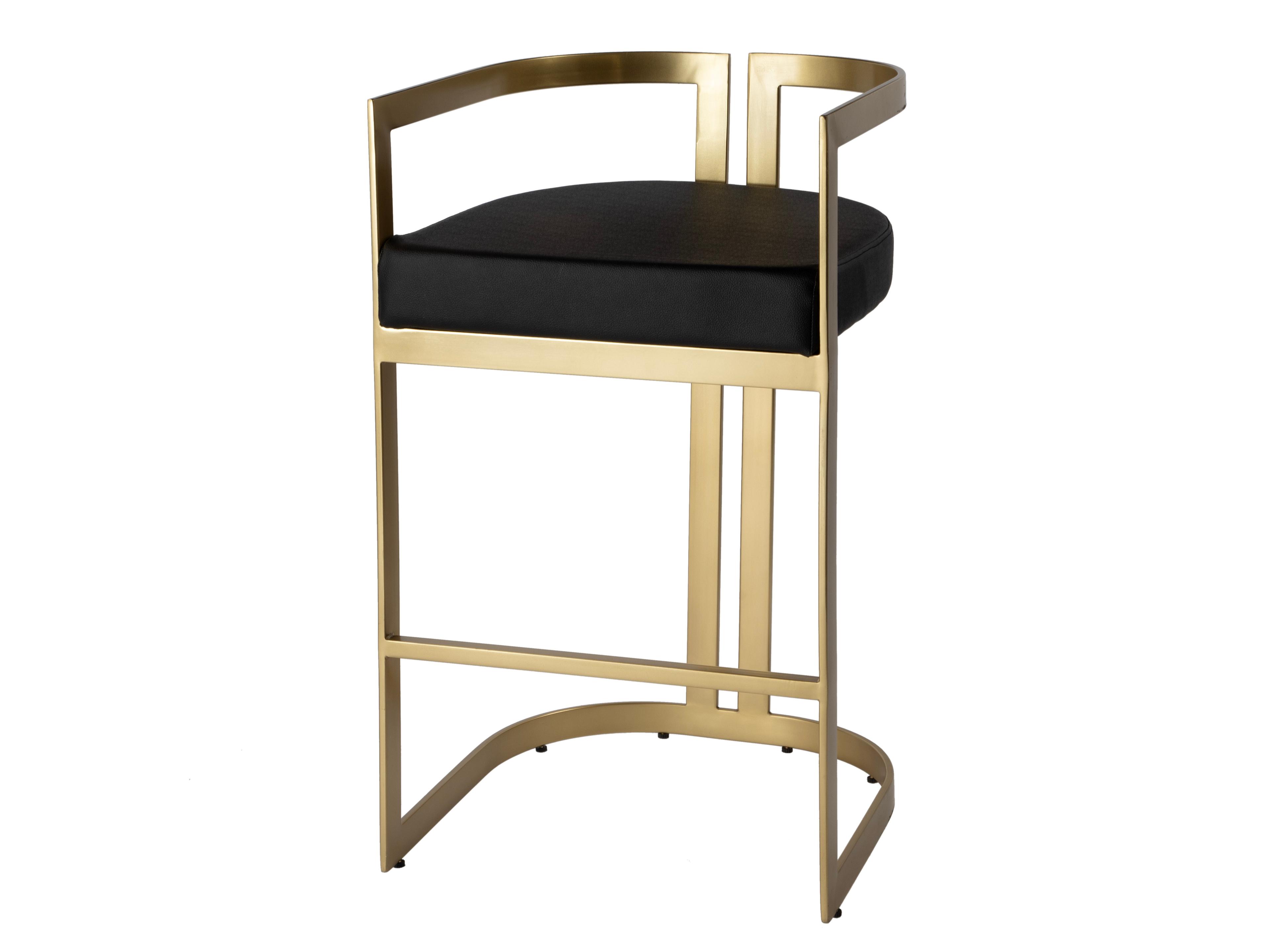 Clarence Black Leather Faux Bar Stool