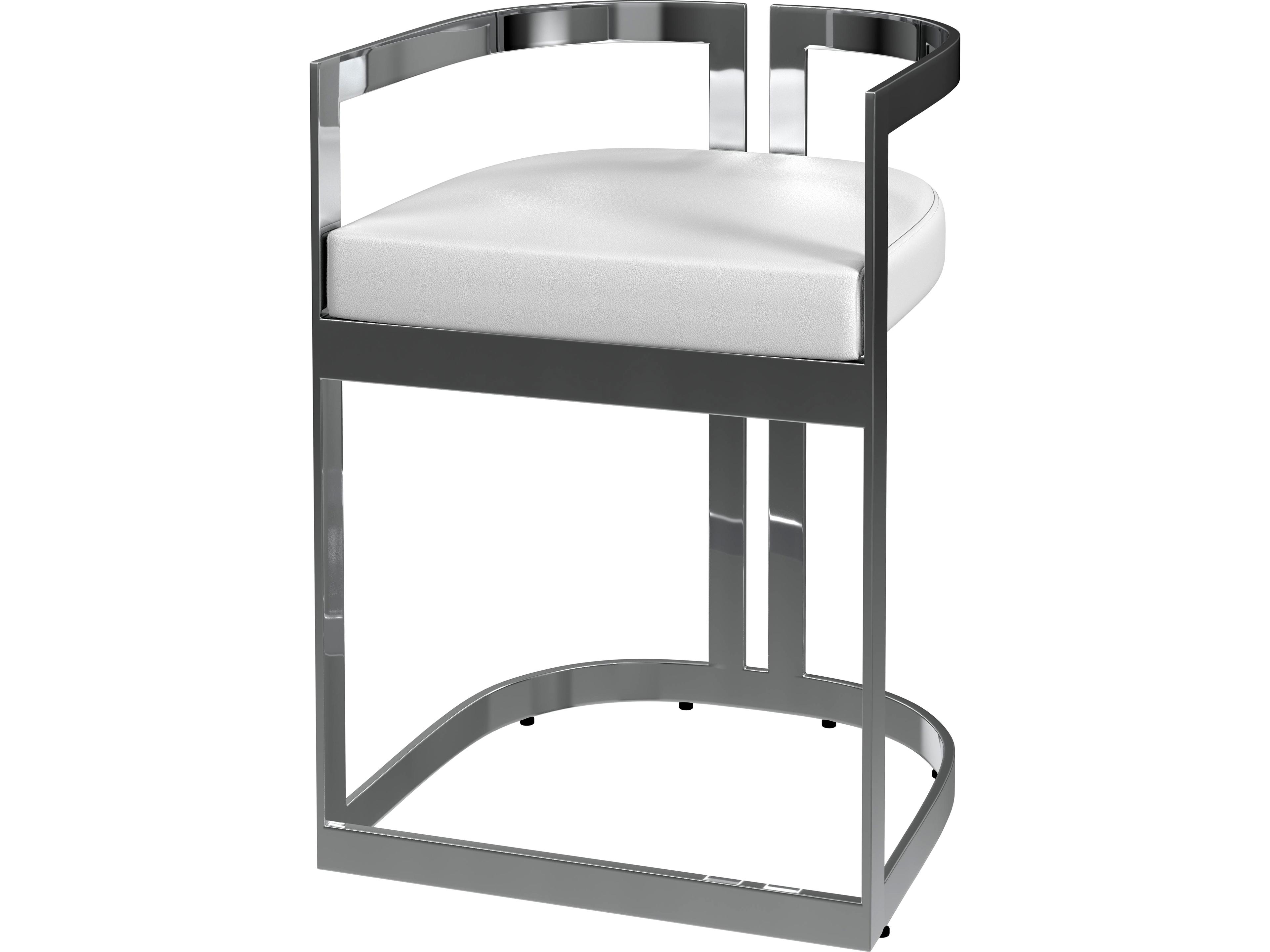 Clarence Nickel Plated Faux Leather Counter Stool