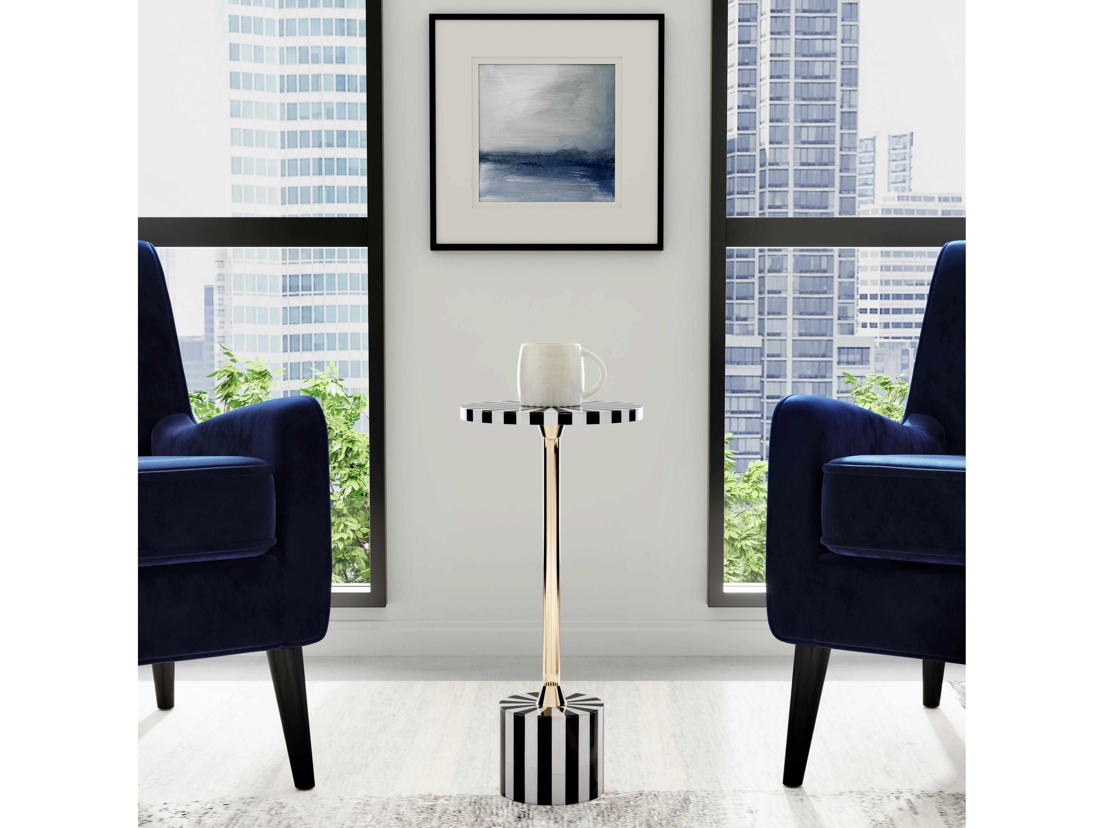 Butler Zane Round Resin Black Bone End Table