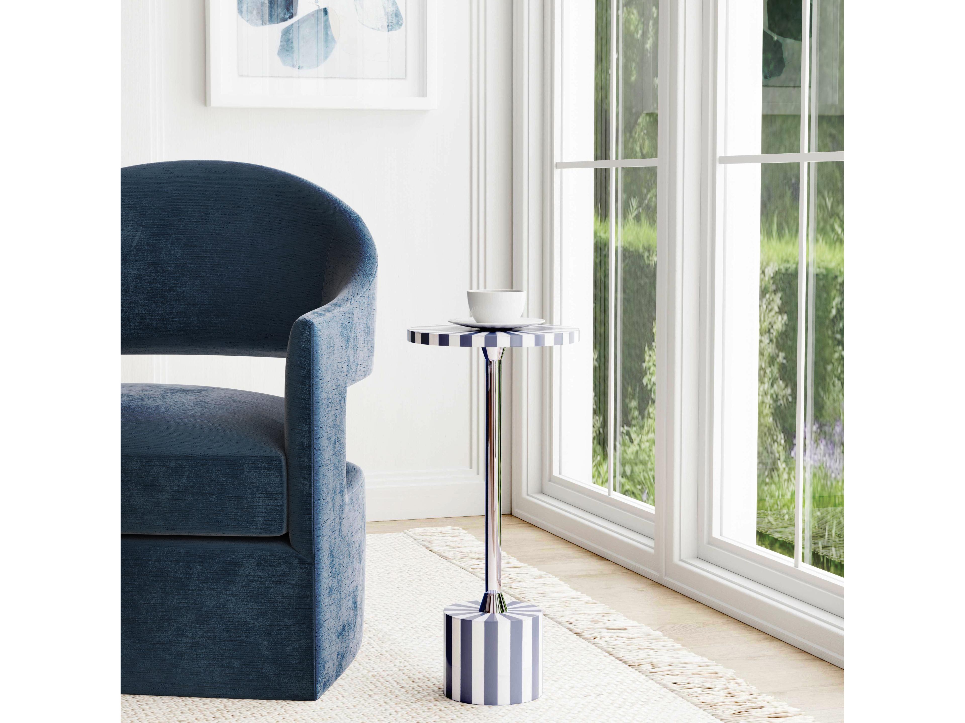 Butler Zane Round Resin Gray Bone Inlay End Table