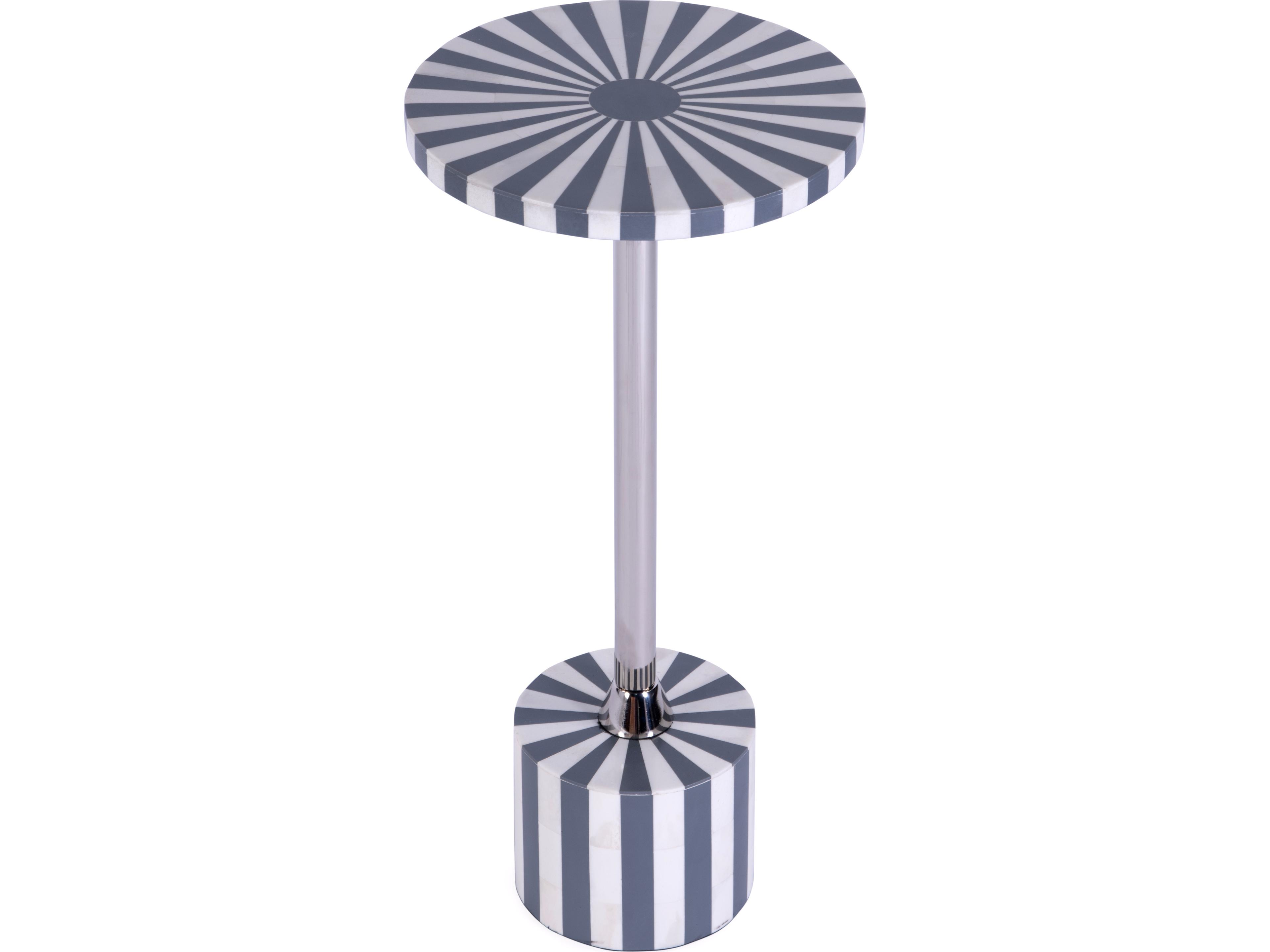 Zane Round Resin Gray Bone Inlay End Table