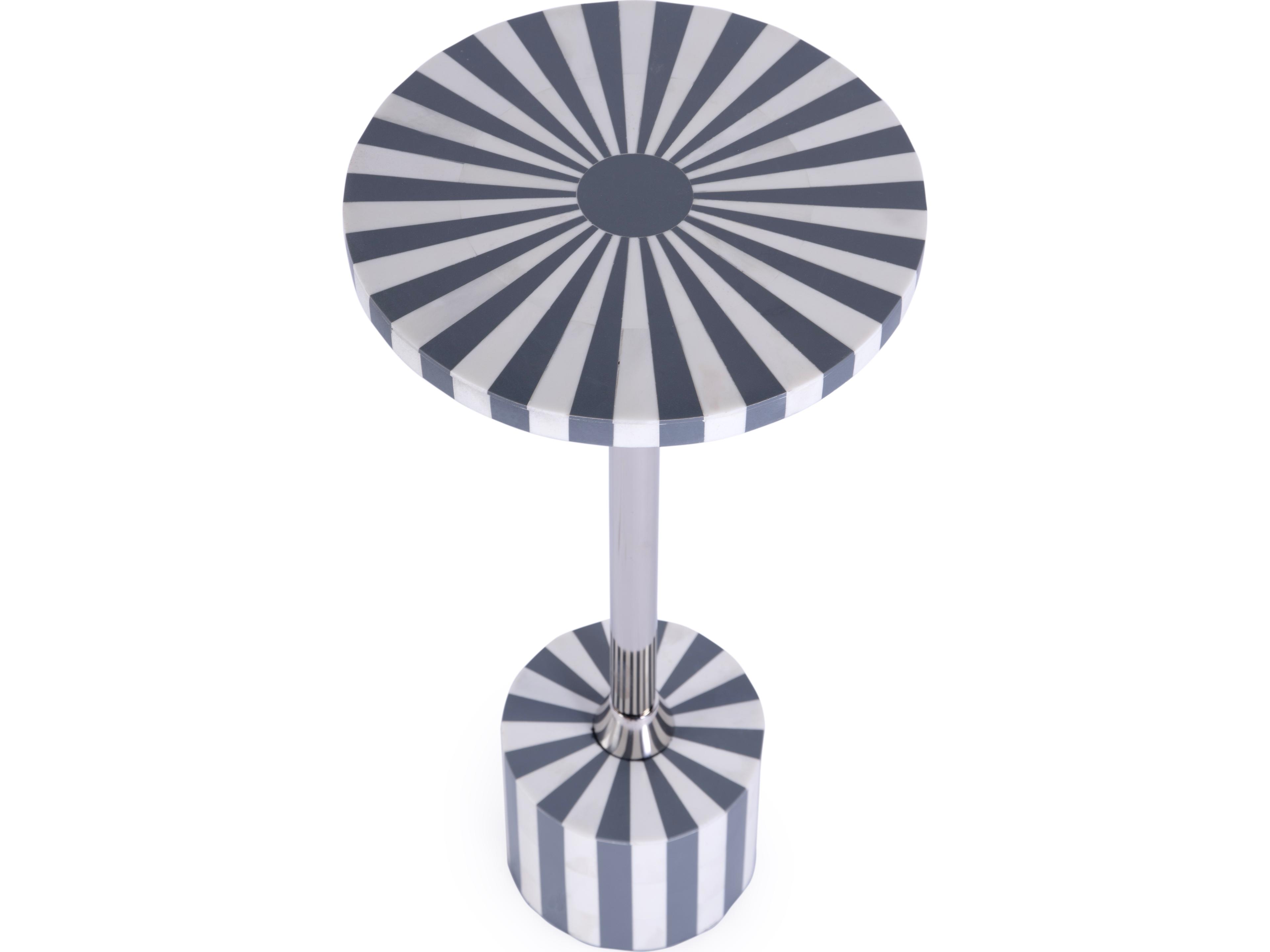 Butler Zane Round Resin Gray Bone Inlay End Table