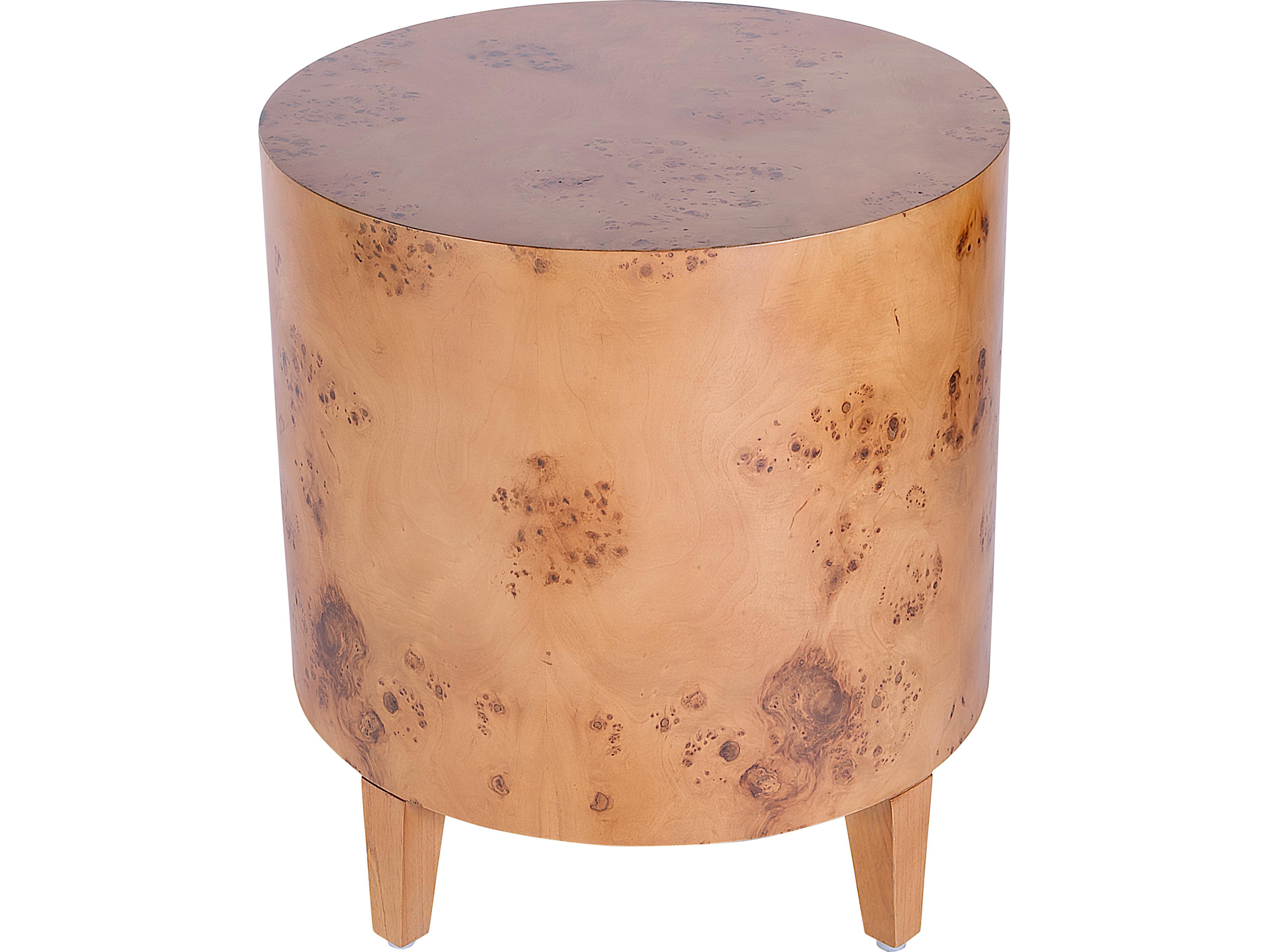 Billie Round Wood Traditional Burl End Table