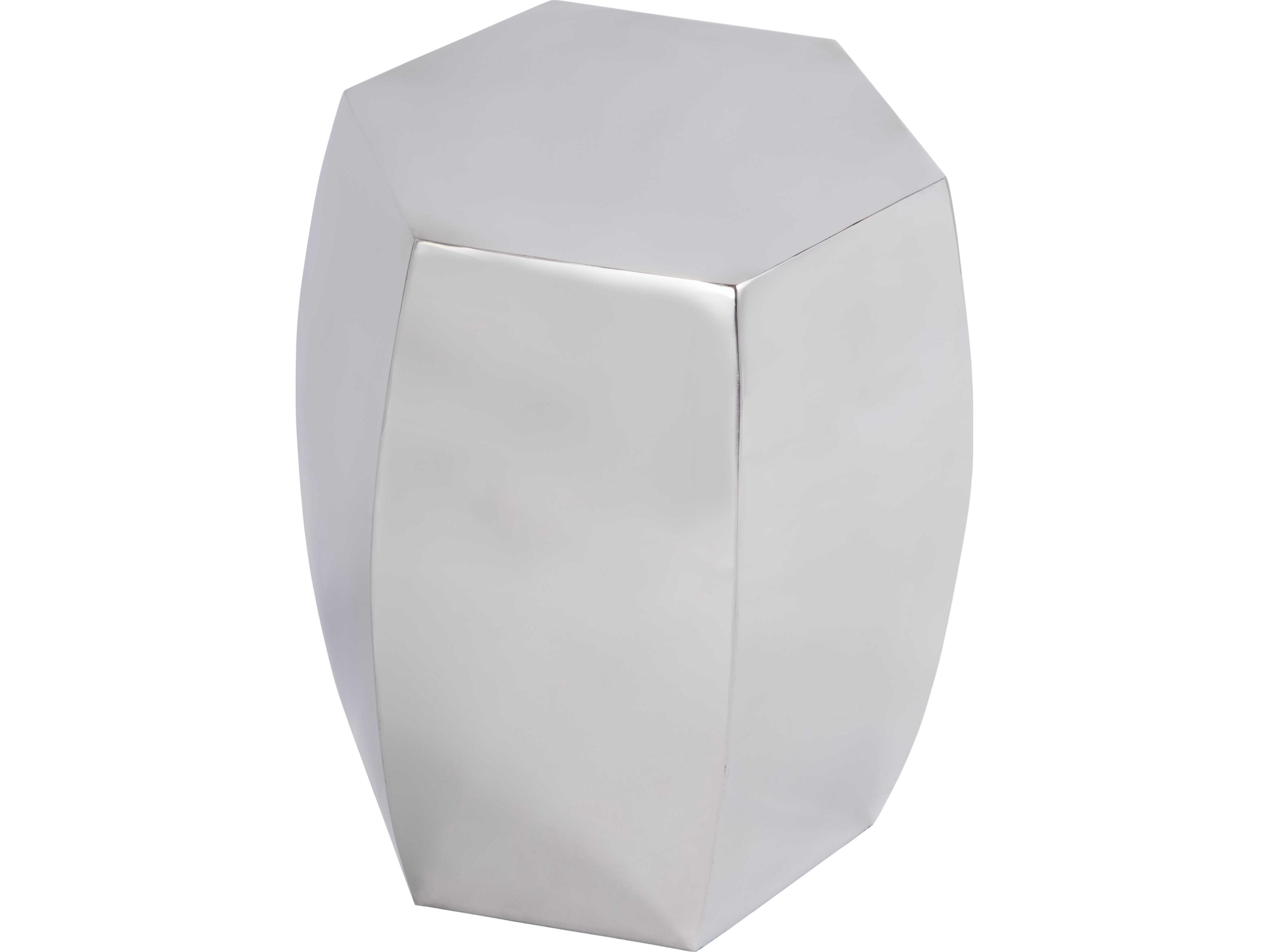 Carter Hexagon Metal Silver End Table