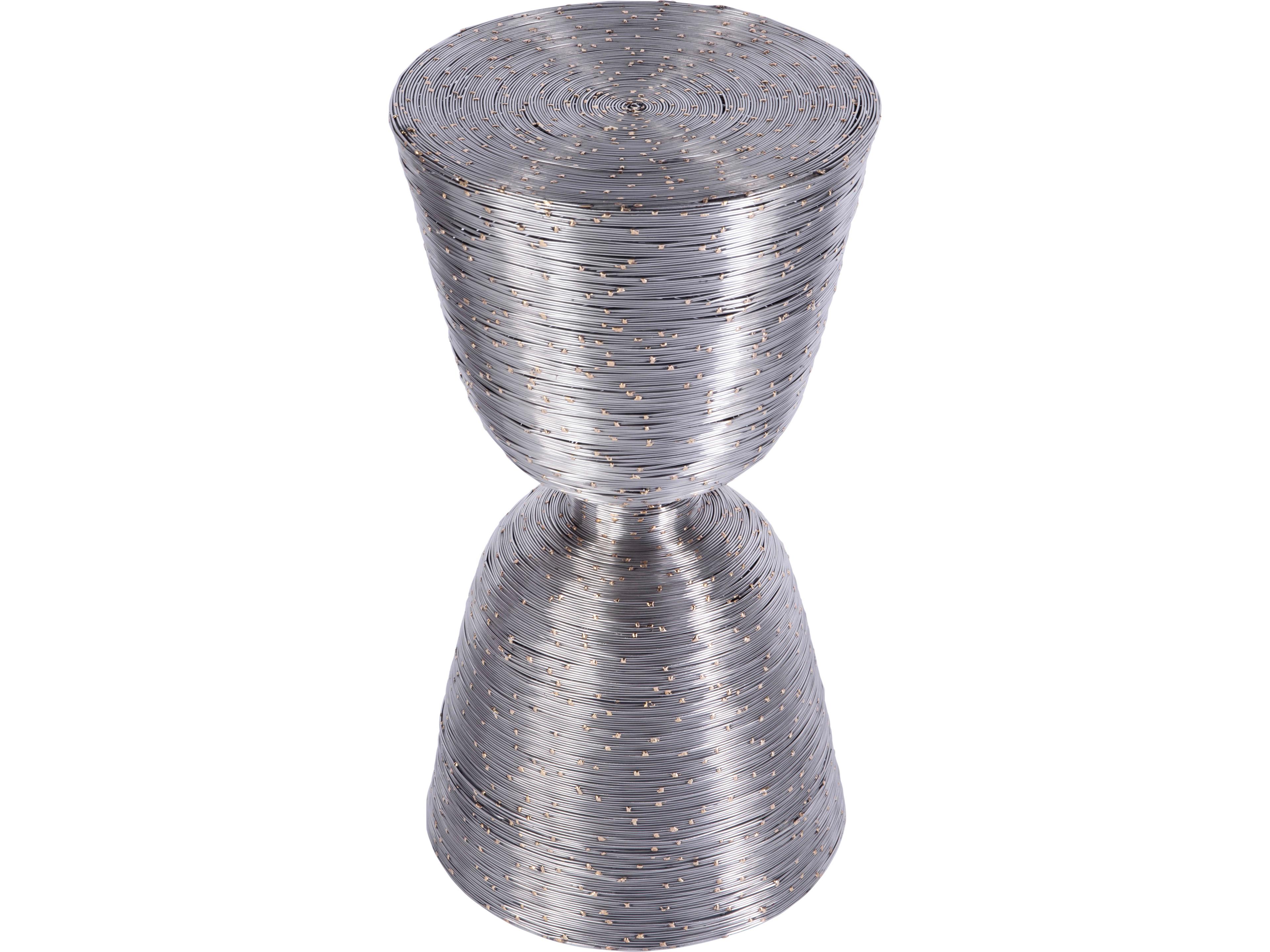 Butler Angelo Round Metal Silver End Table