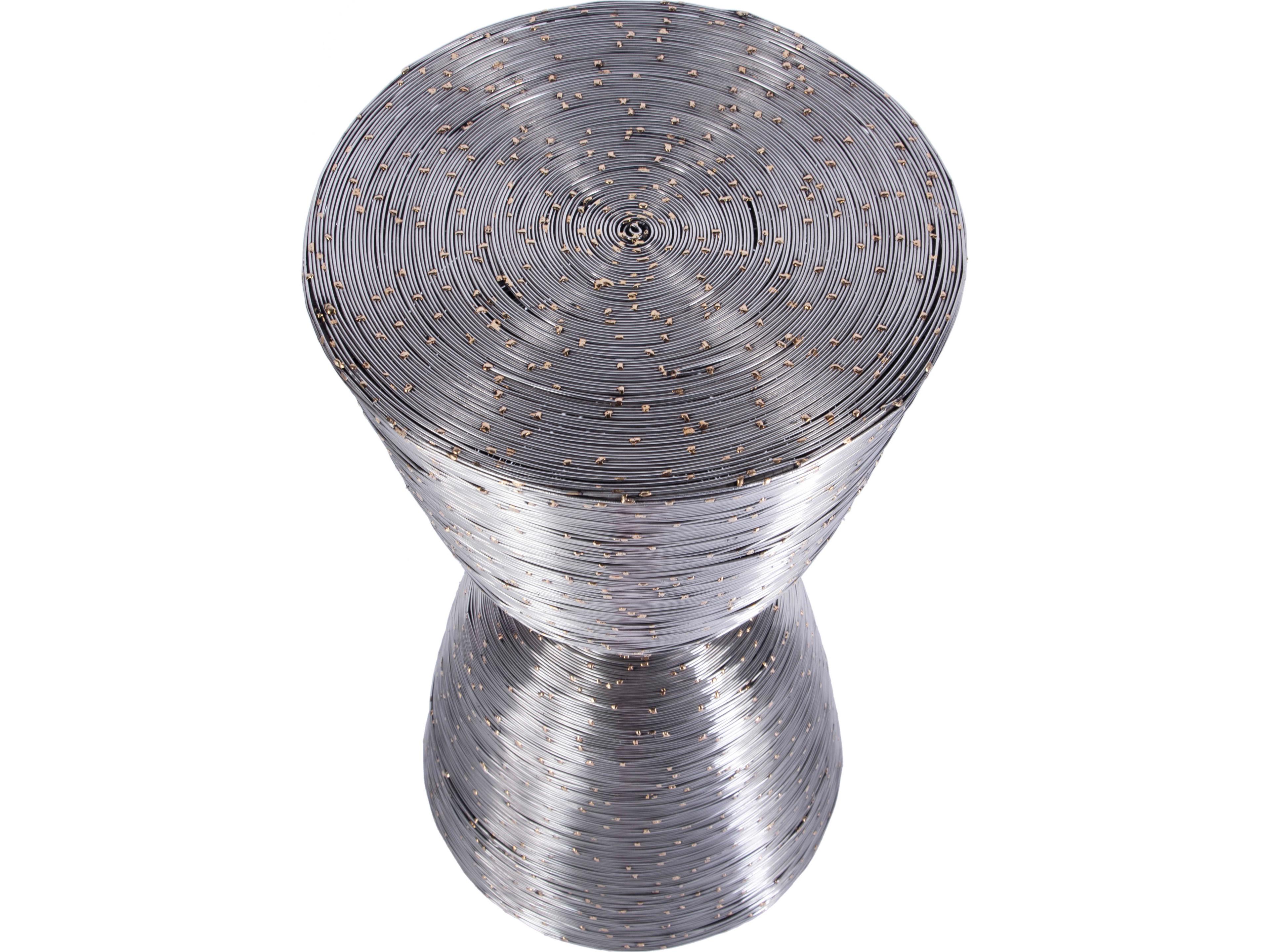 Butler Angelo Round Metal Silver End Table