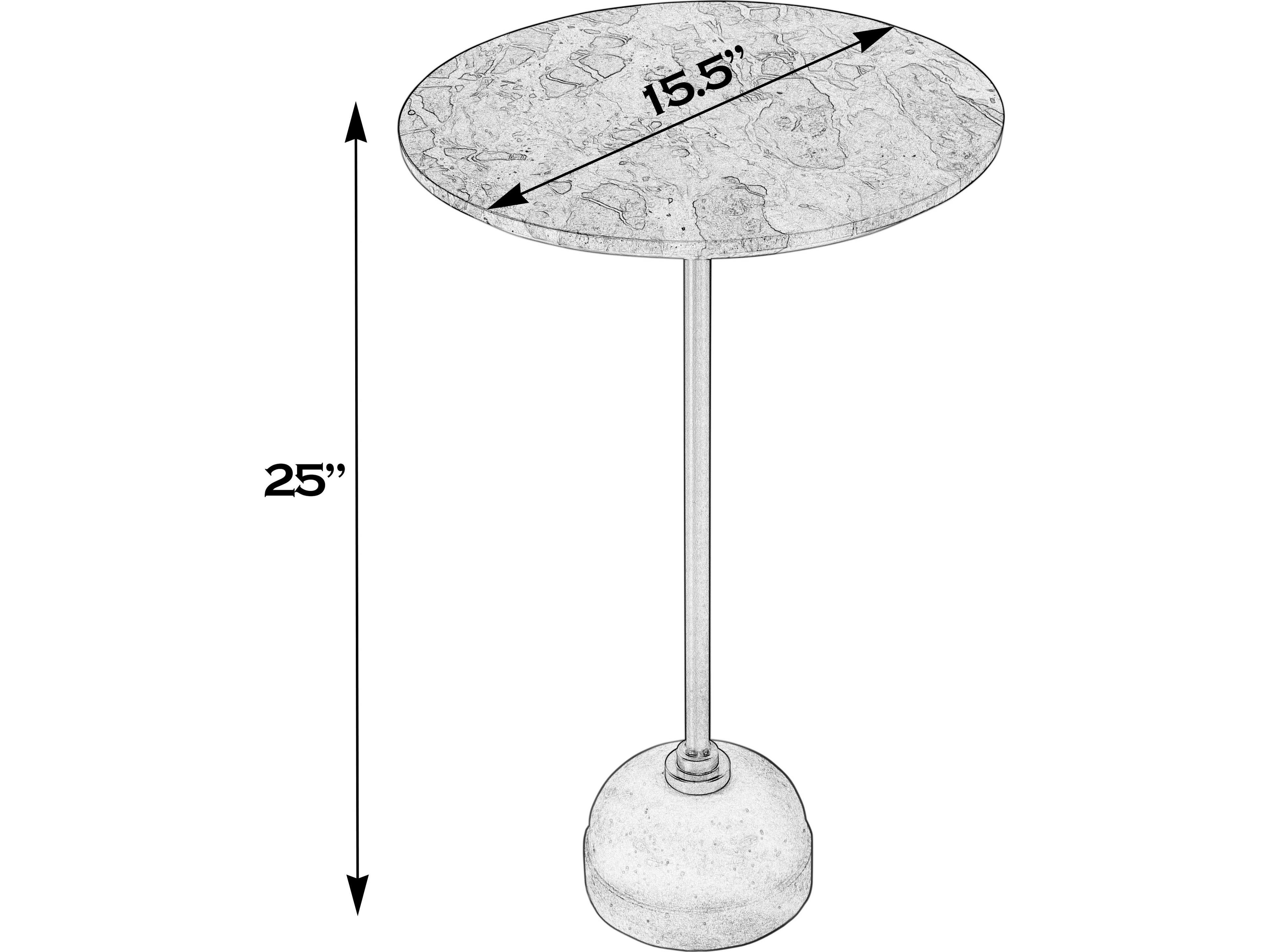 Butler Zion Round Marble Beige Gold White End Table