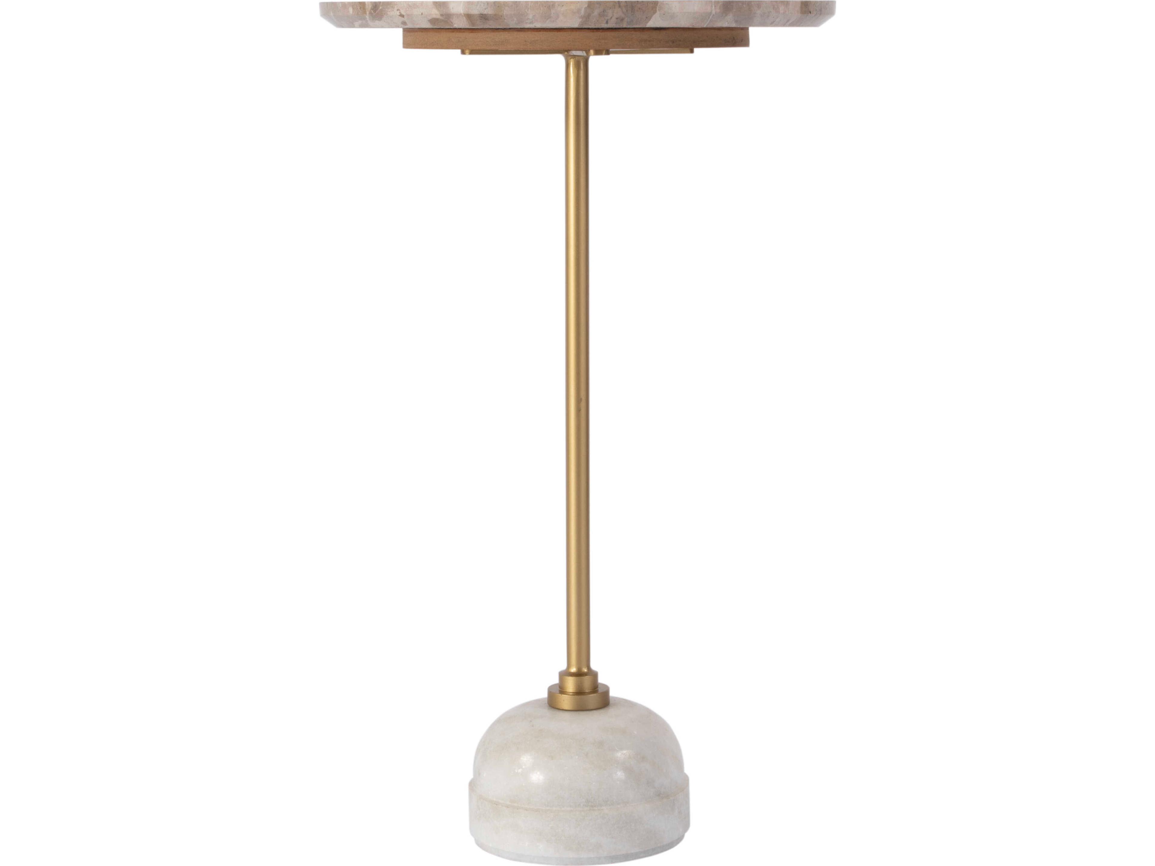 Butler Zion Round Marble Beige Gold White End Table