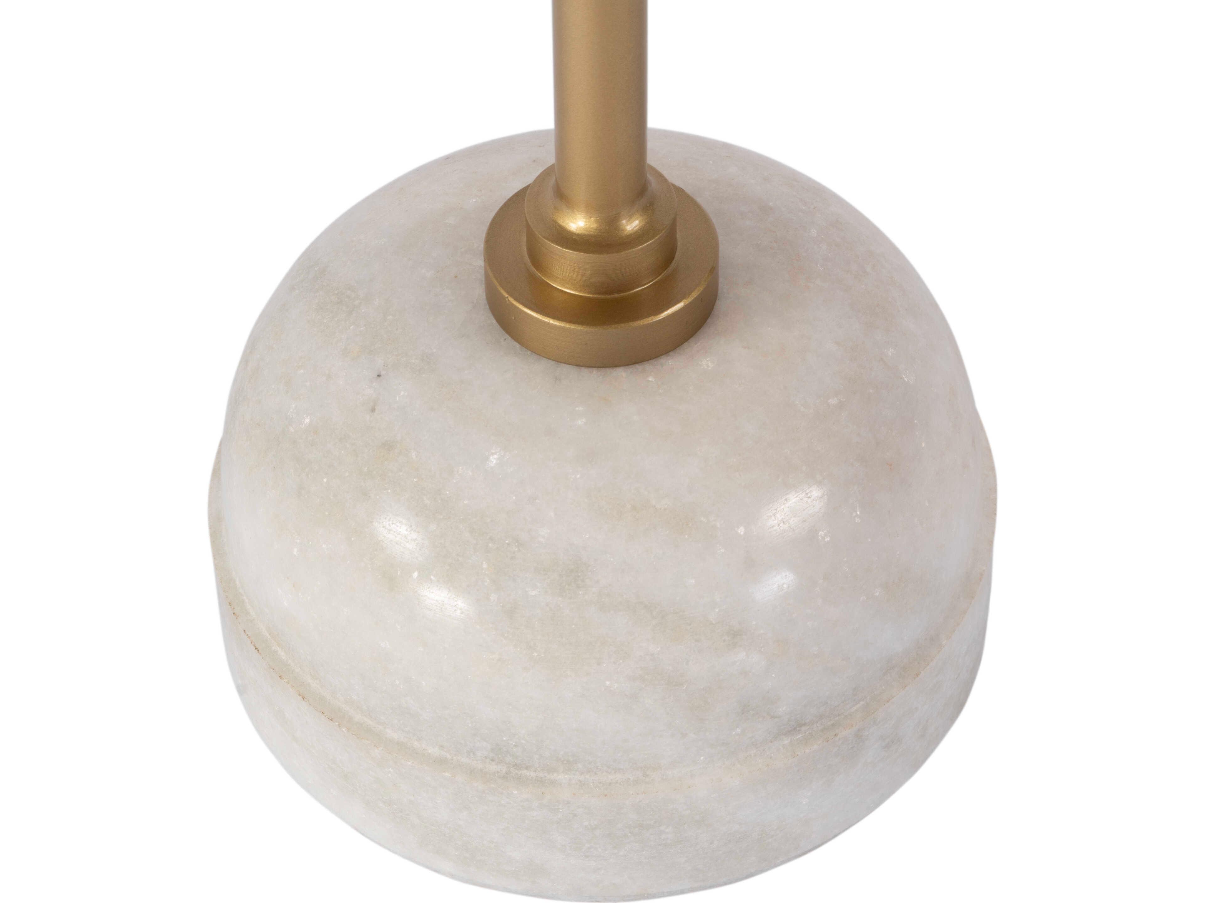 Butler Zion Round Marble Beige Gold White End Table