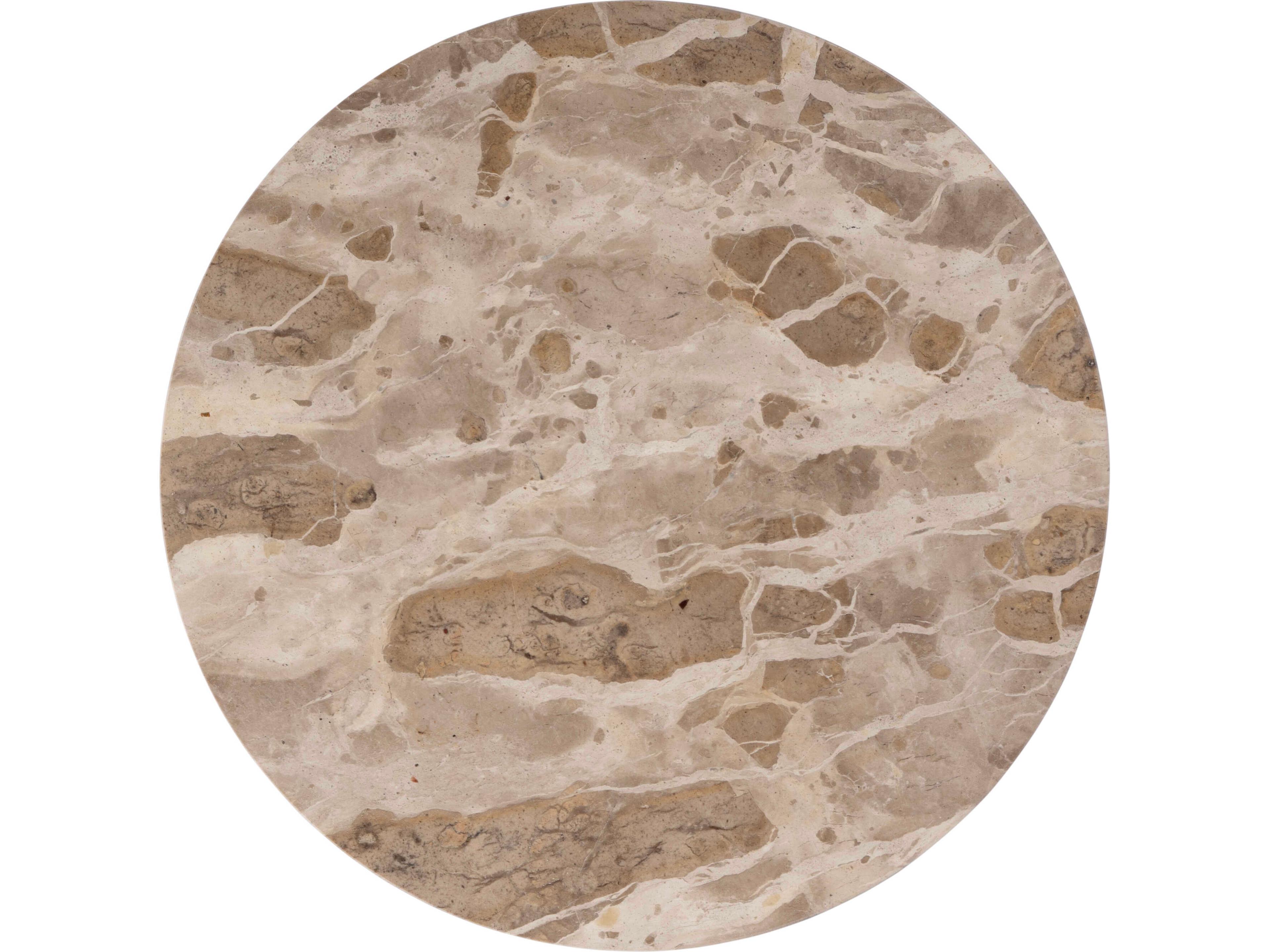 Butler Zion Round Marble Beige Gold White End Table