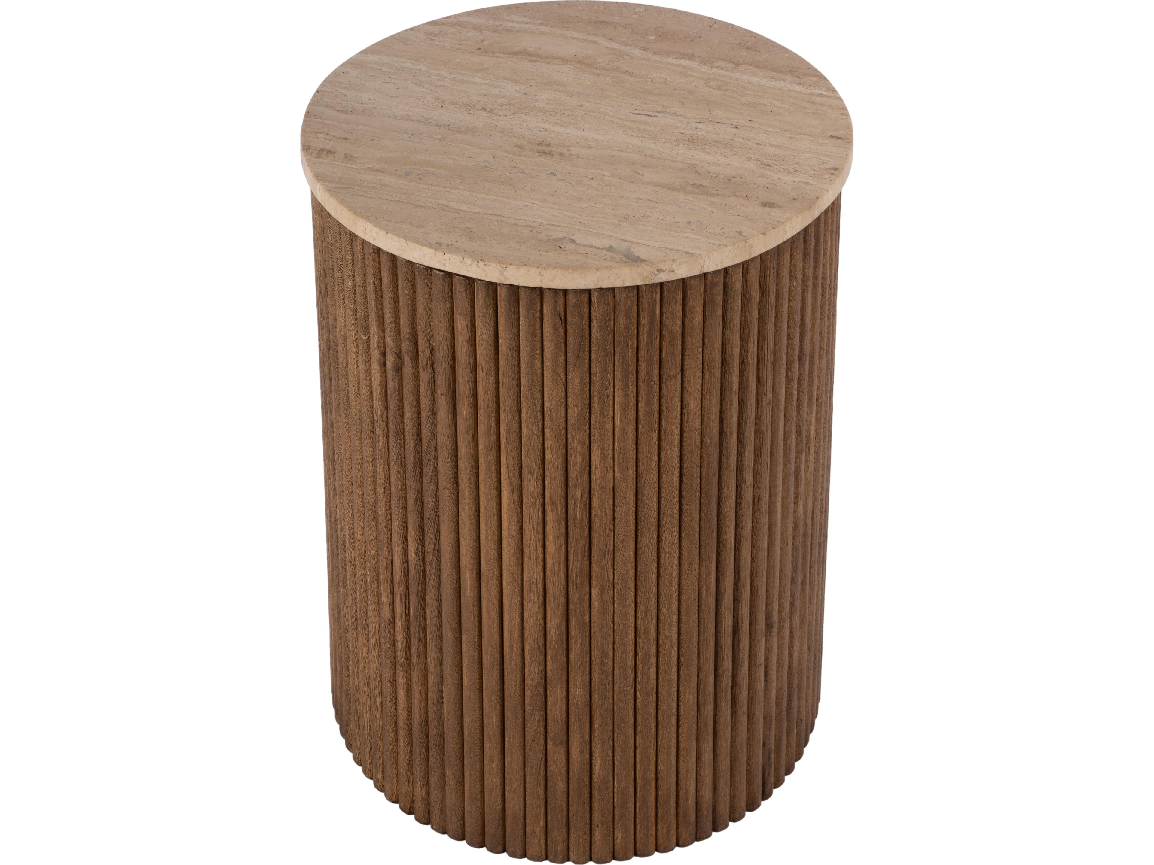 Ruby Round Stone Natural End Table