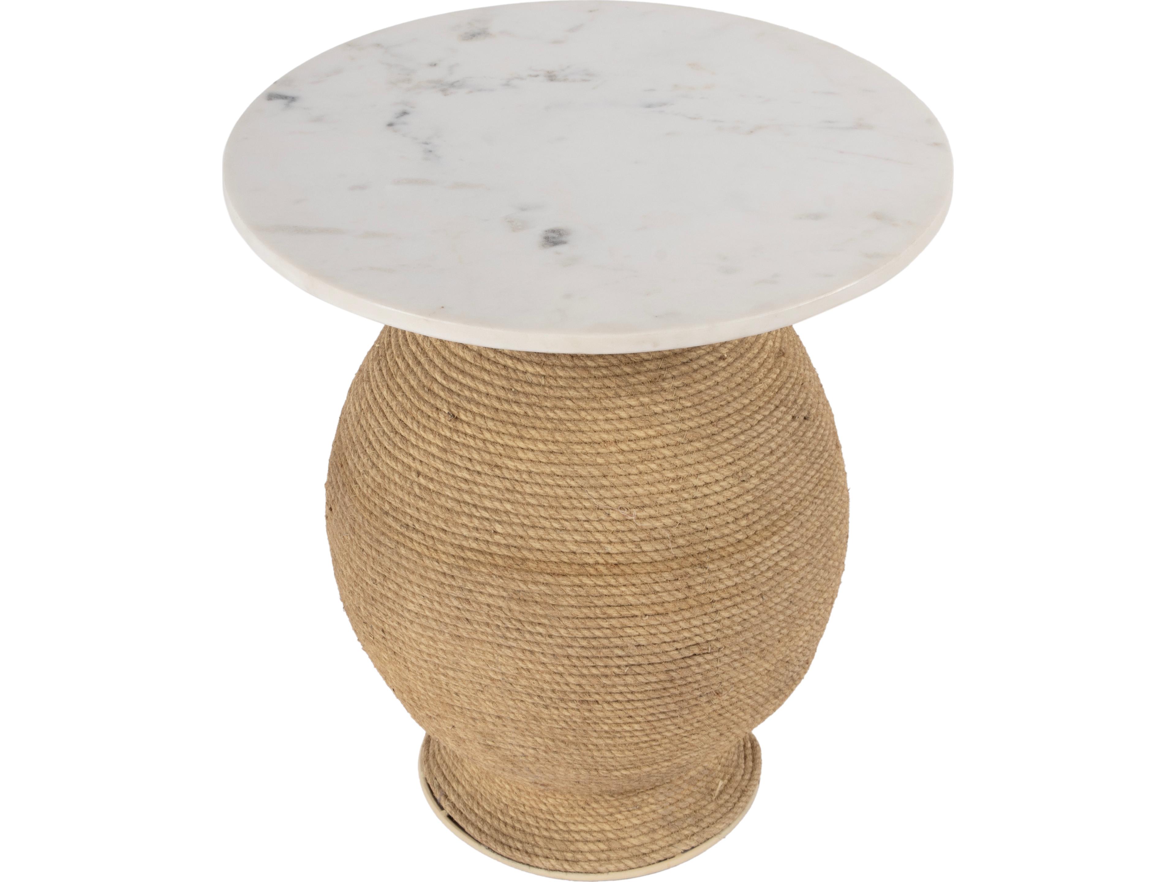 Shea Round Marble And Metal End Table