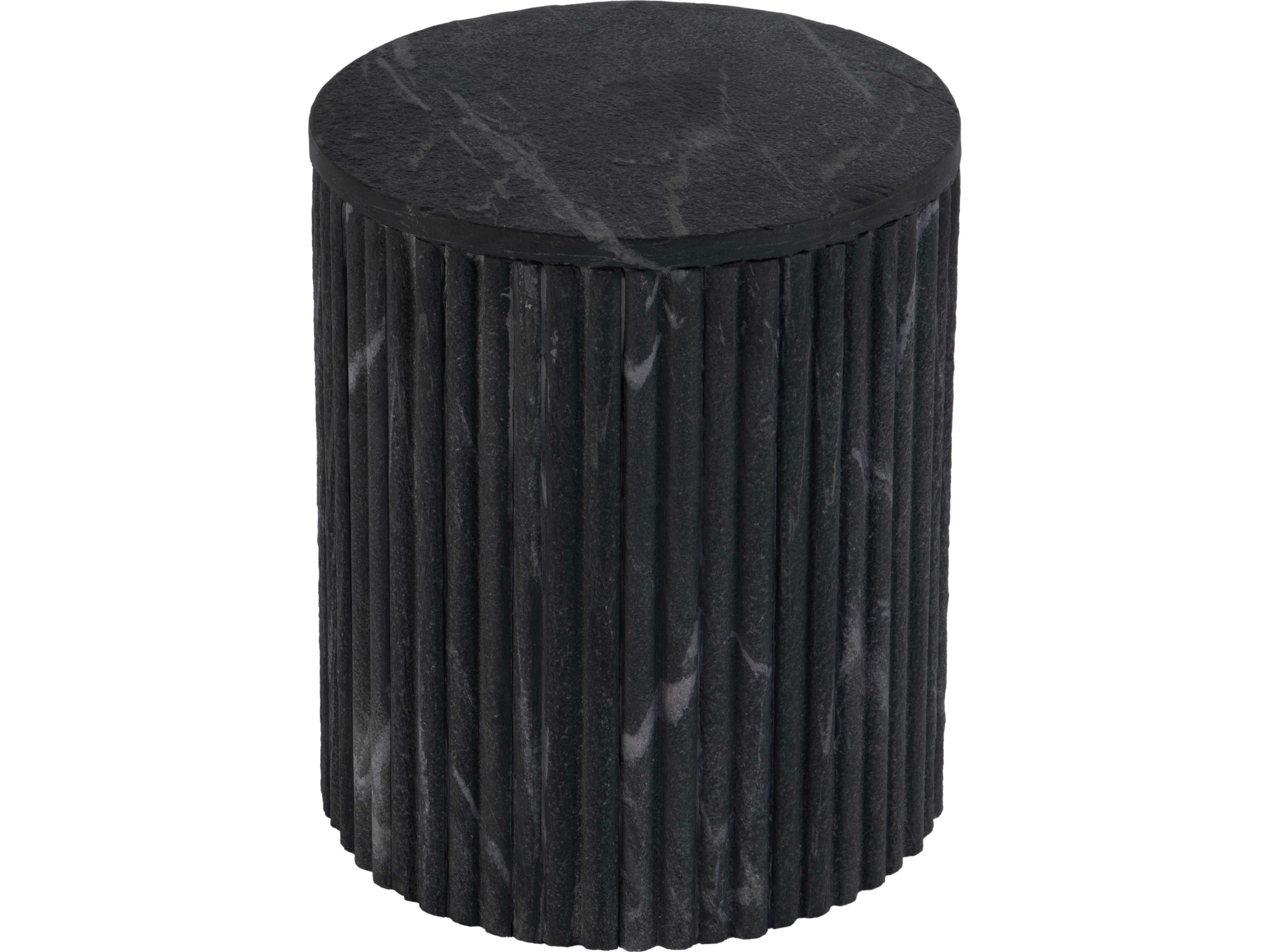 Sylvester Round Marble Gray White End Table