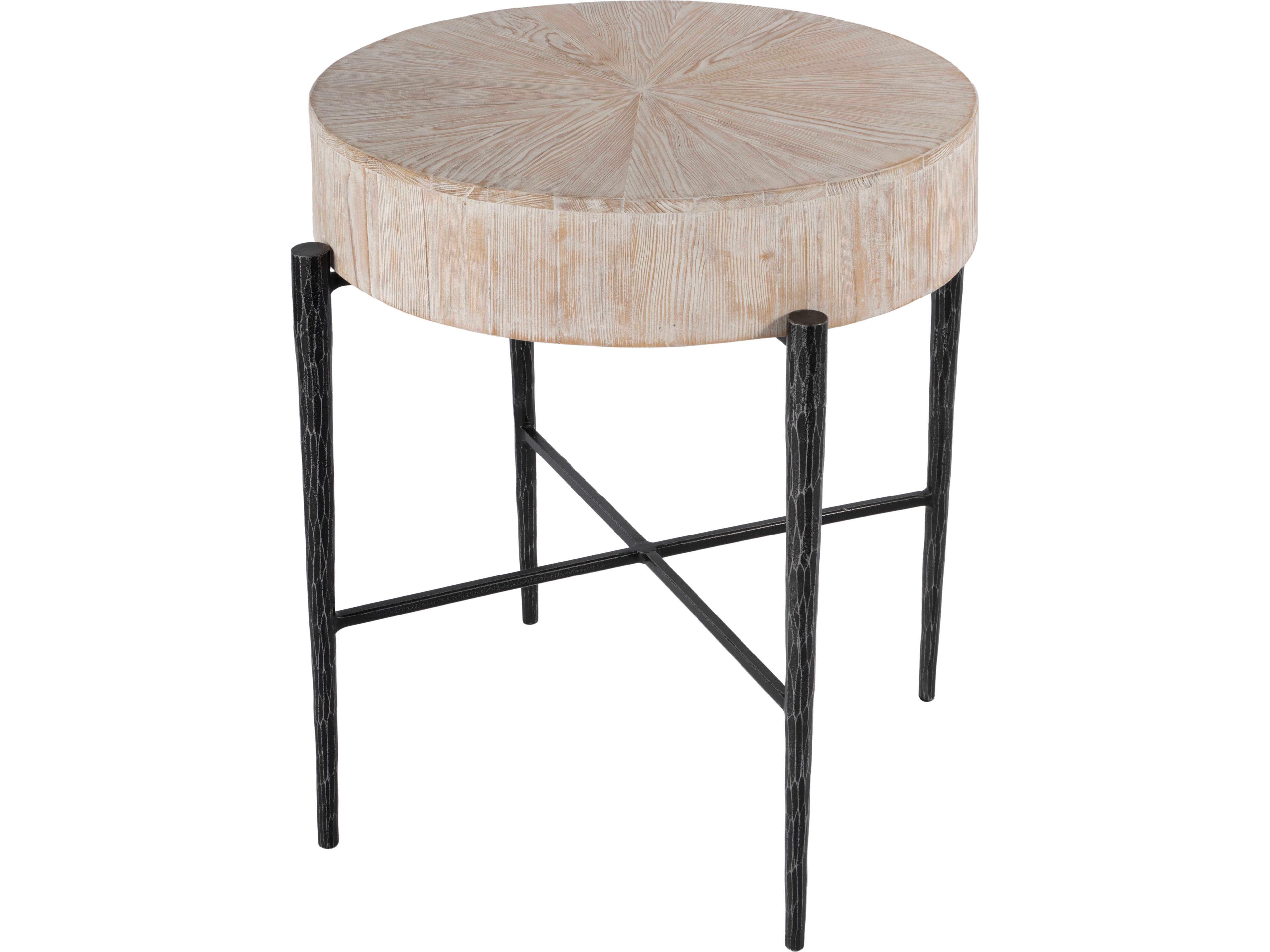 Akemi Round Wood Light Brown End Table