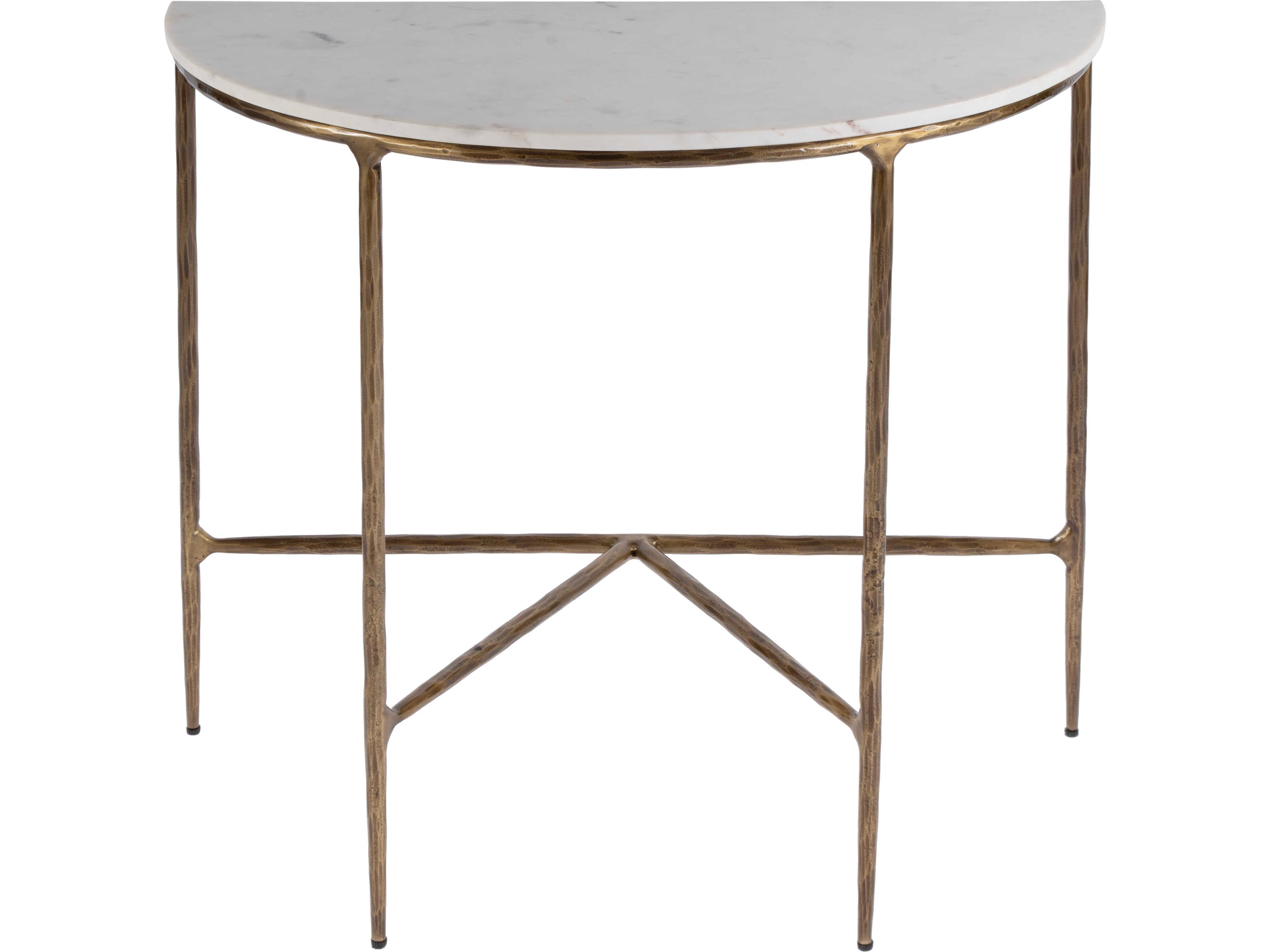 Evelyn Demilune Marble White Console Table