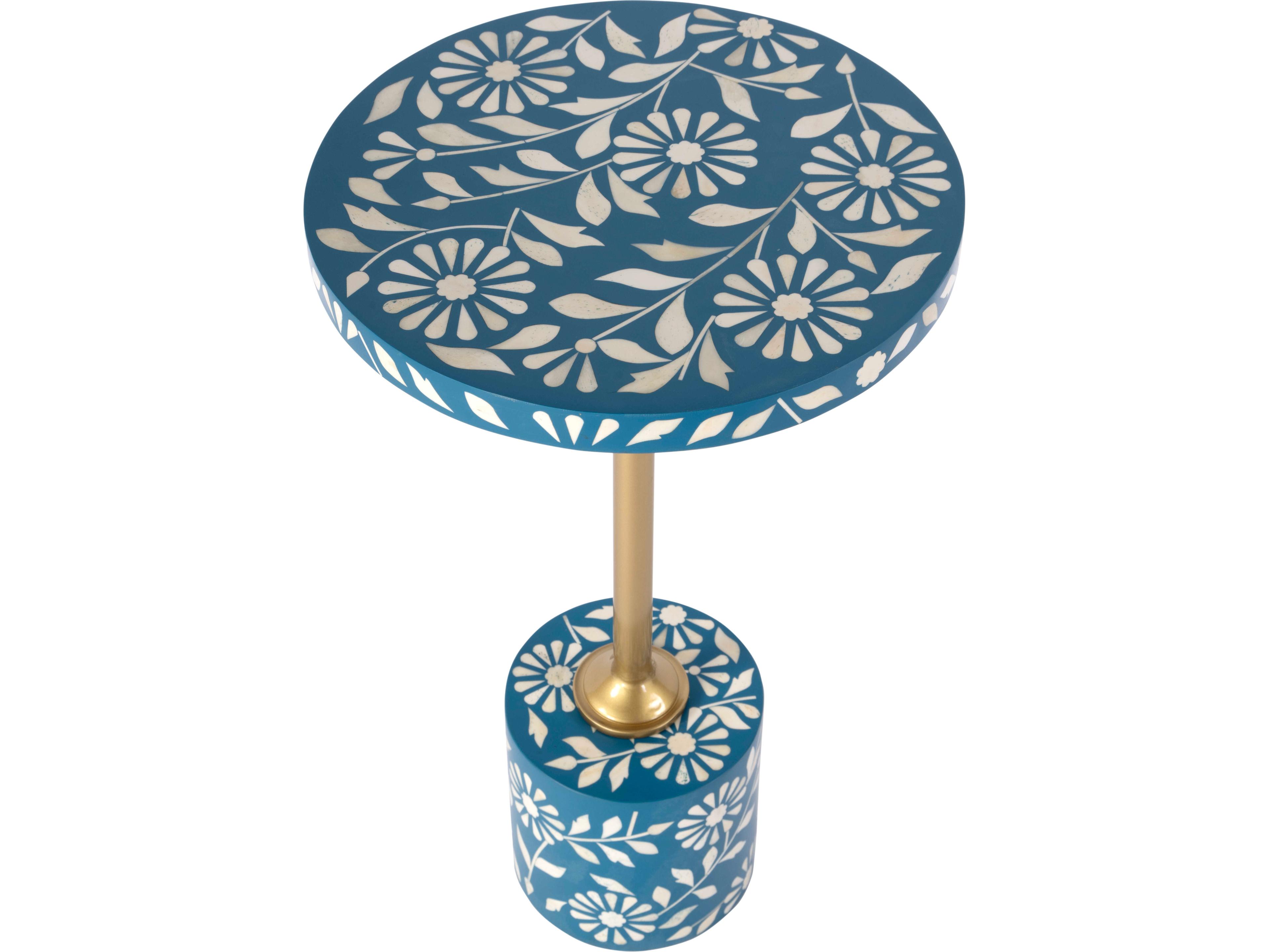 Butler Bethel Round Blue End Table