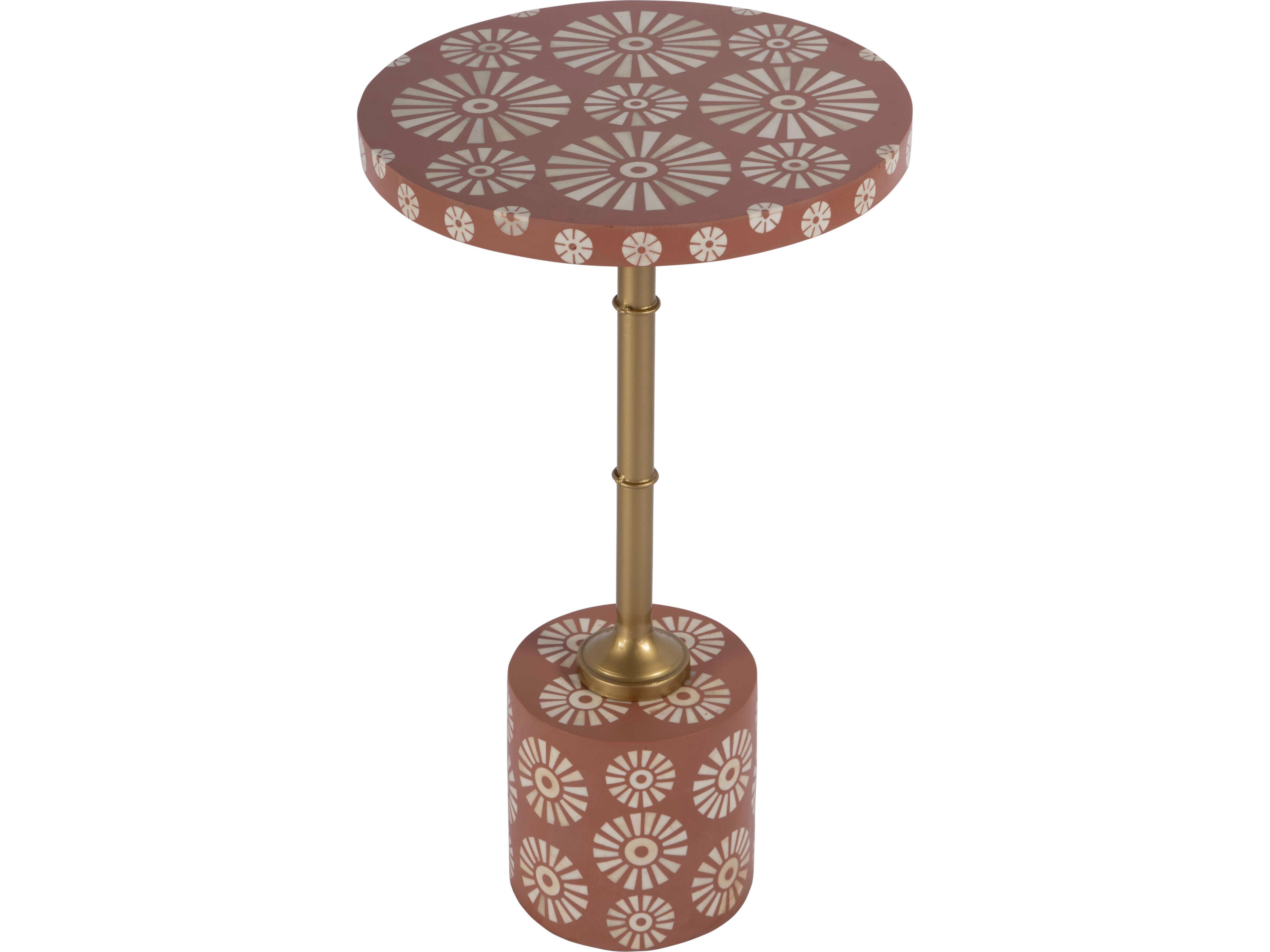Bethel Round Resin Pink End Table