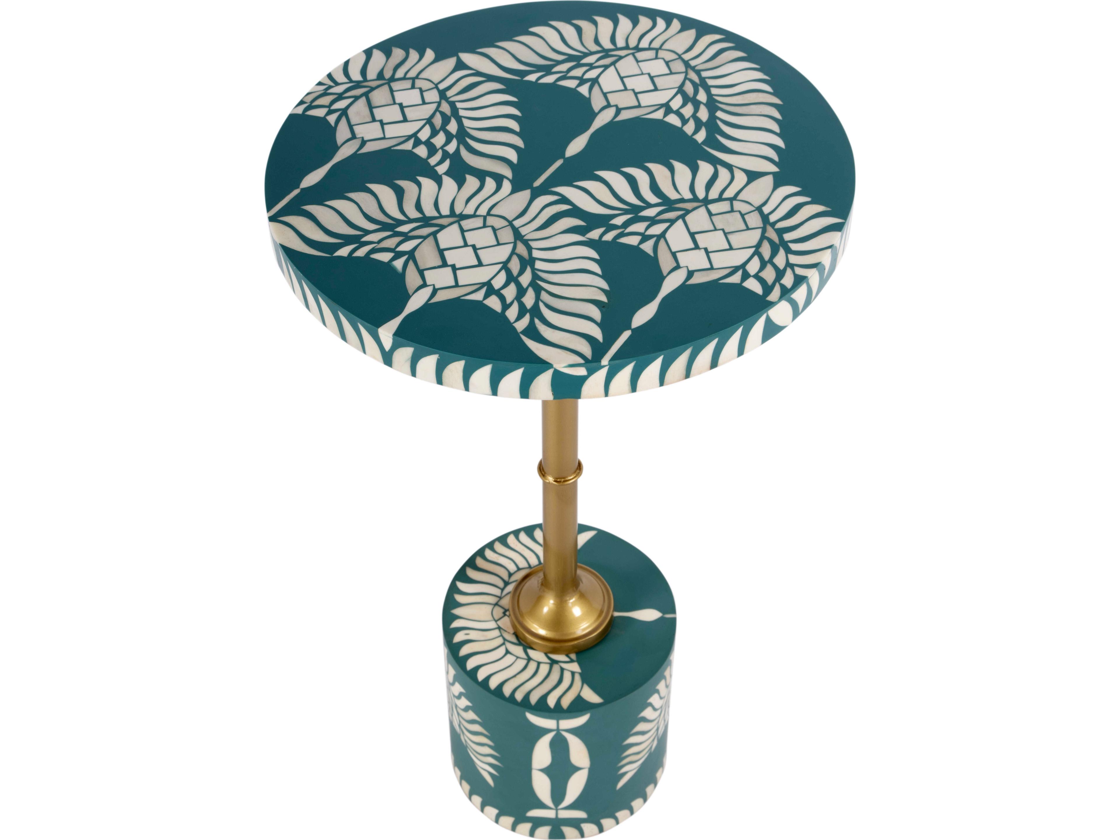 Butler Bethel Round Teal End Table