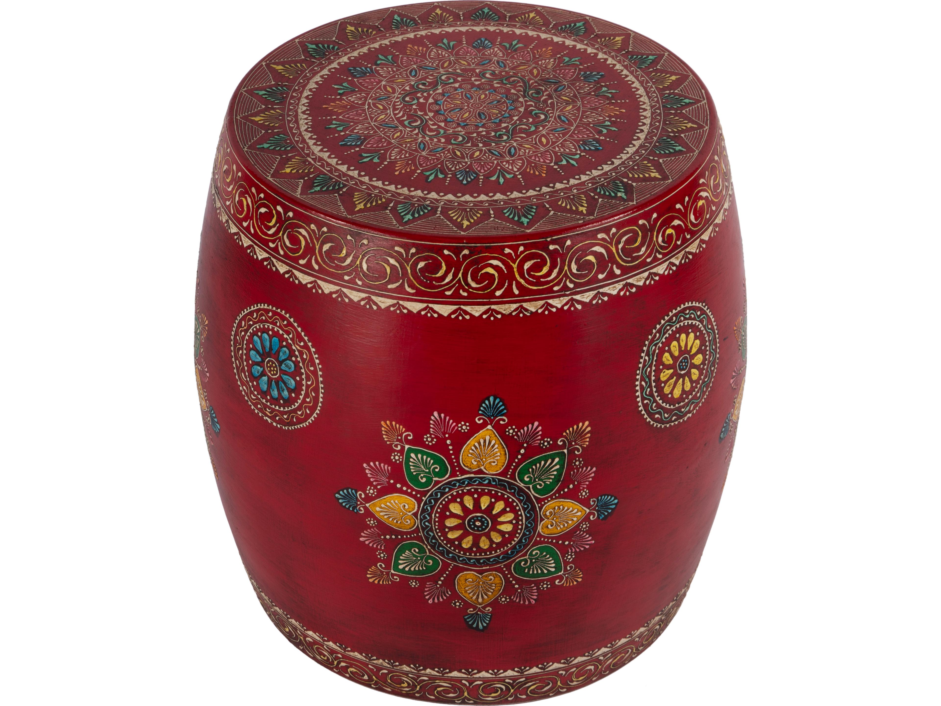 Butler Imani Round Metal Red Hand Painted End Table