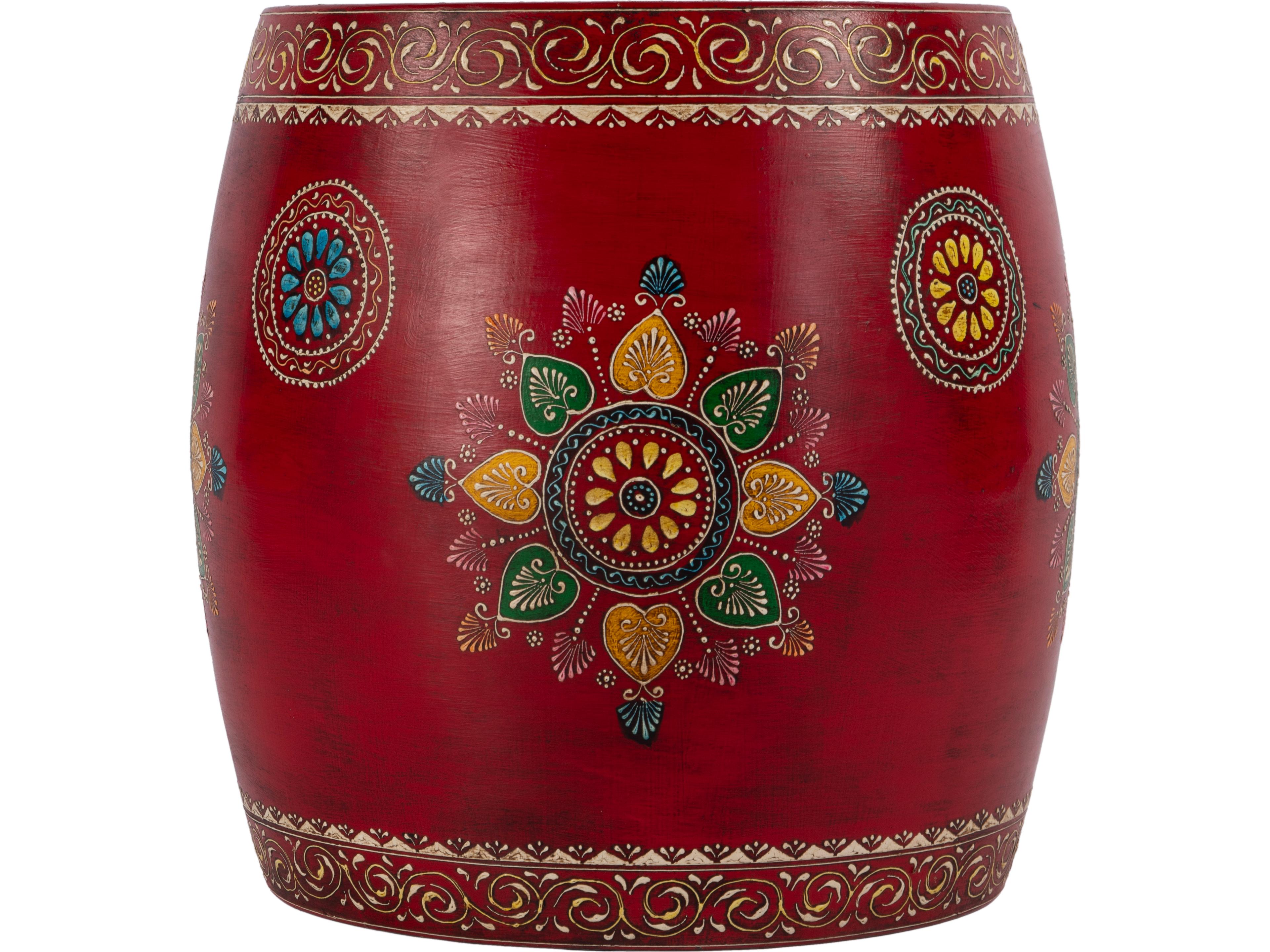 Butler Imani Round Metal Red Hand Painted End Table