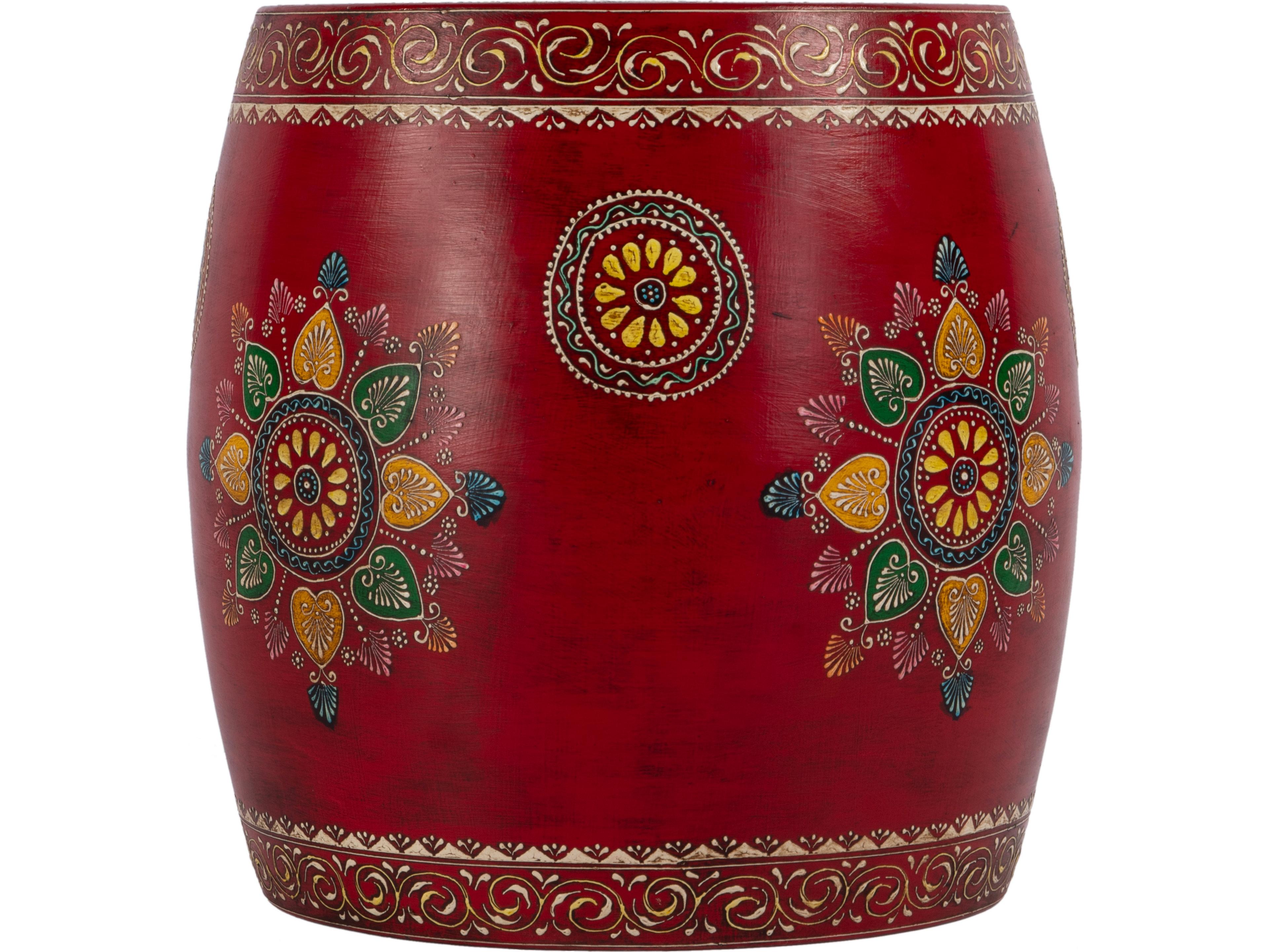 Butler Imani Round Metal Red Hand Painted End Table