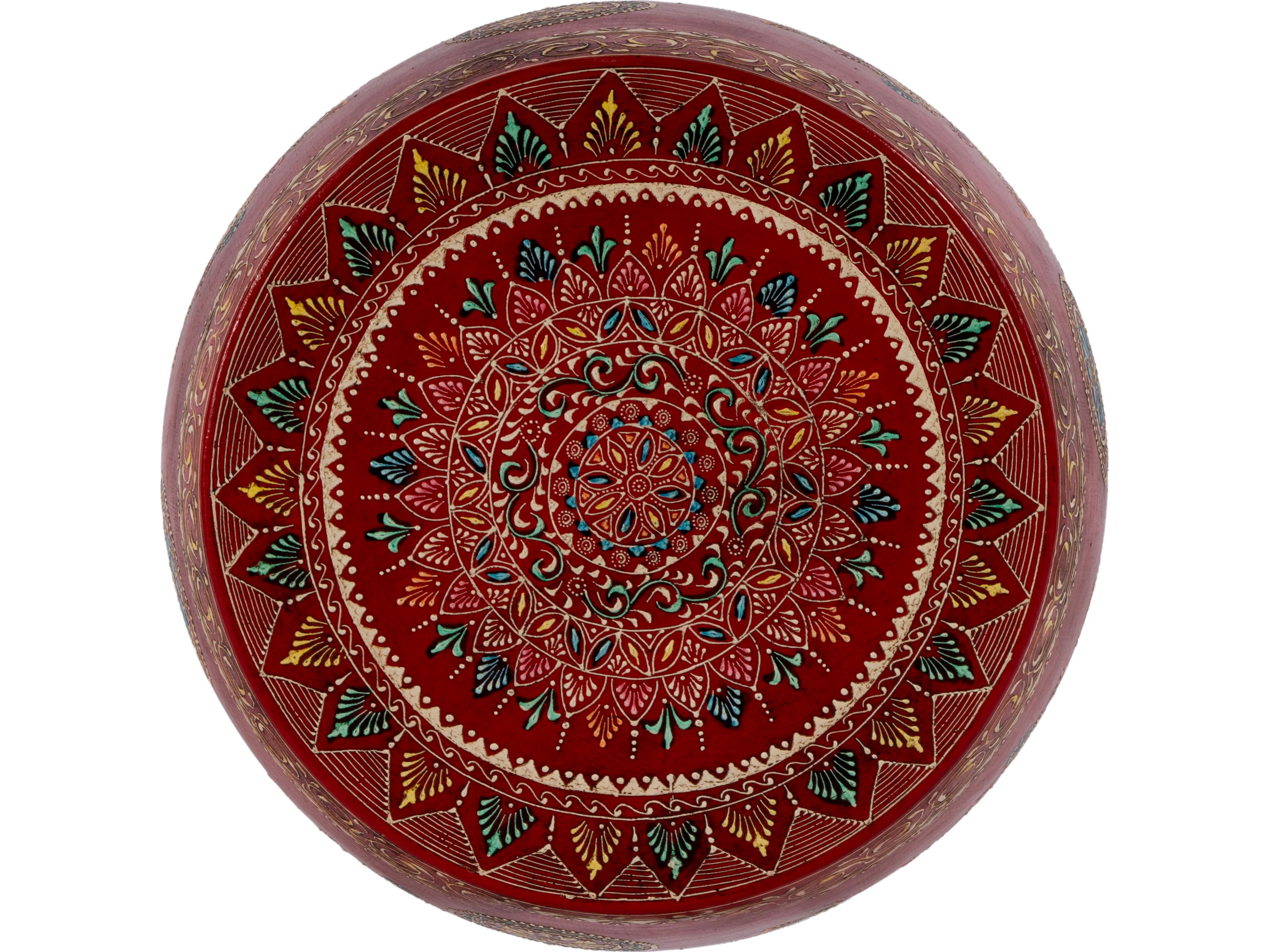 Butler Imani Round Metal Red Hand Painted End Table