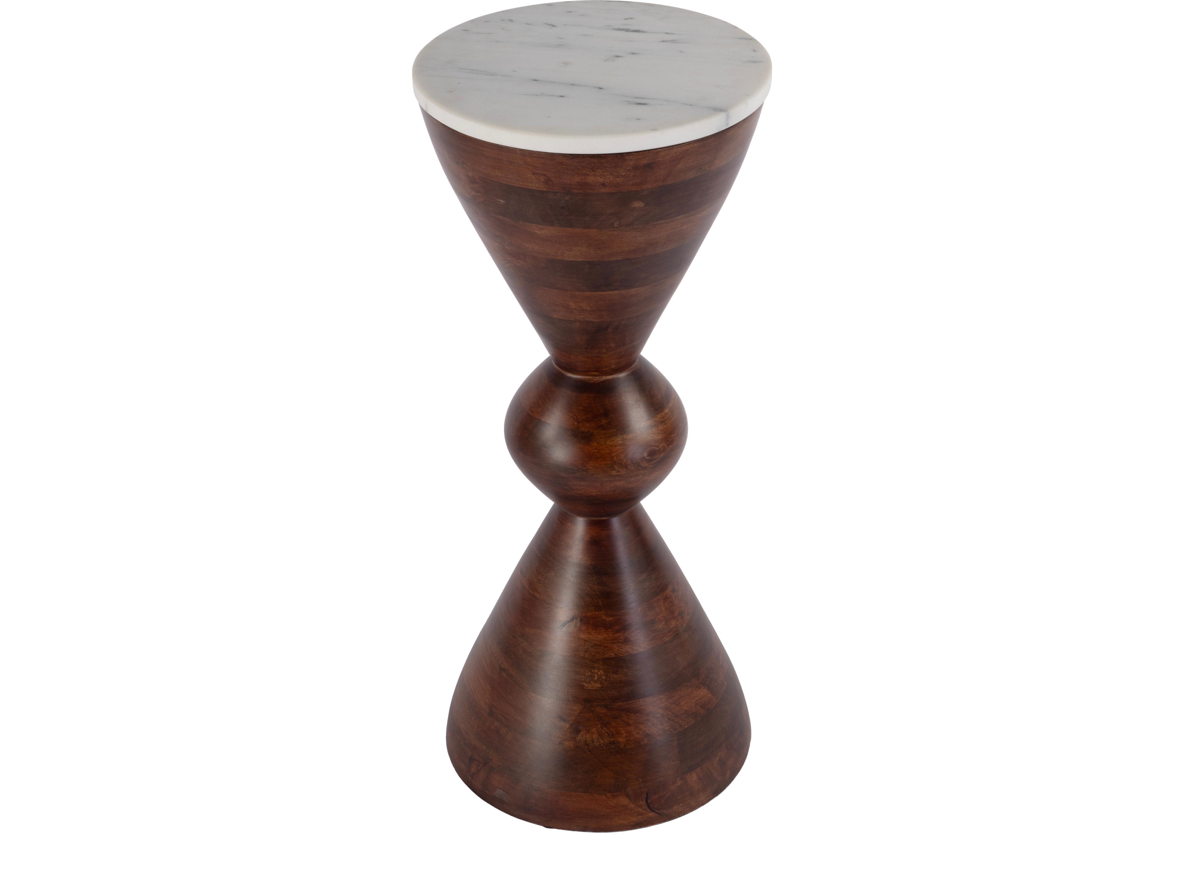 Amra Round Marble Brown End Table