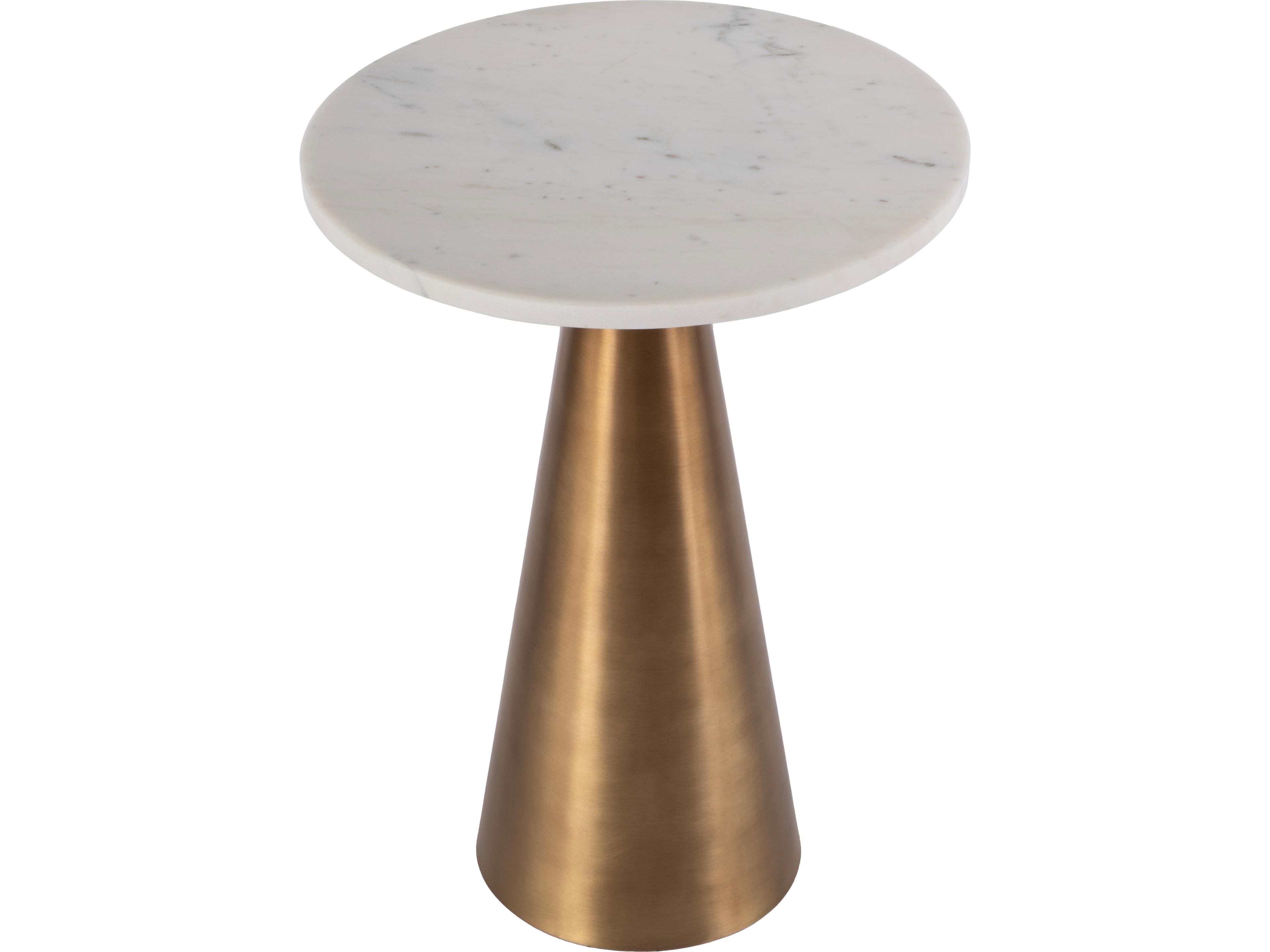 Hallie Round Marble Antique Gold End Table