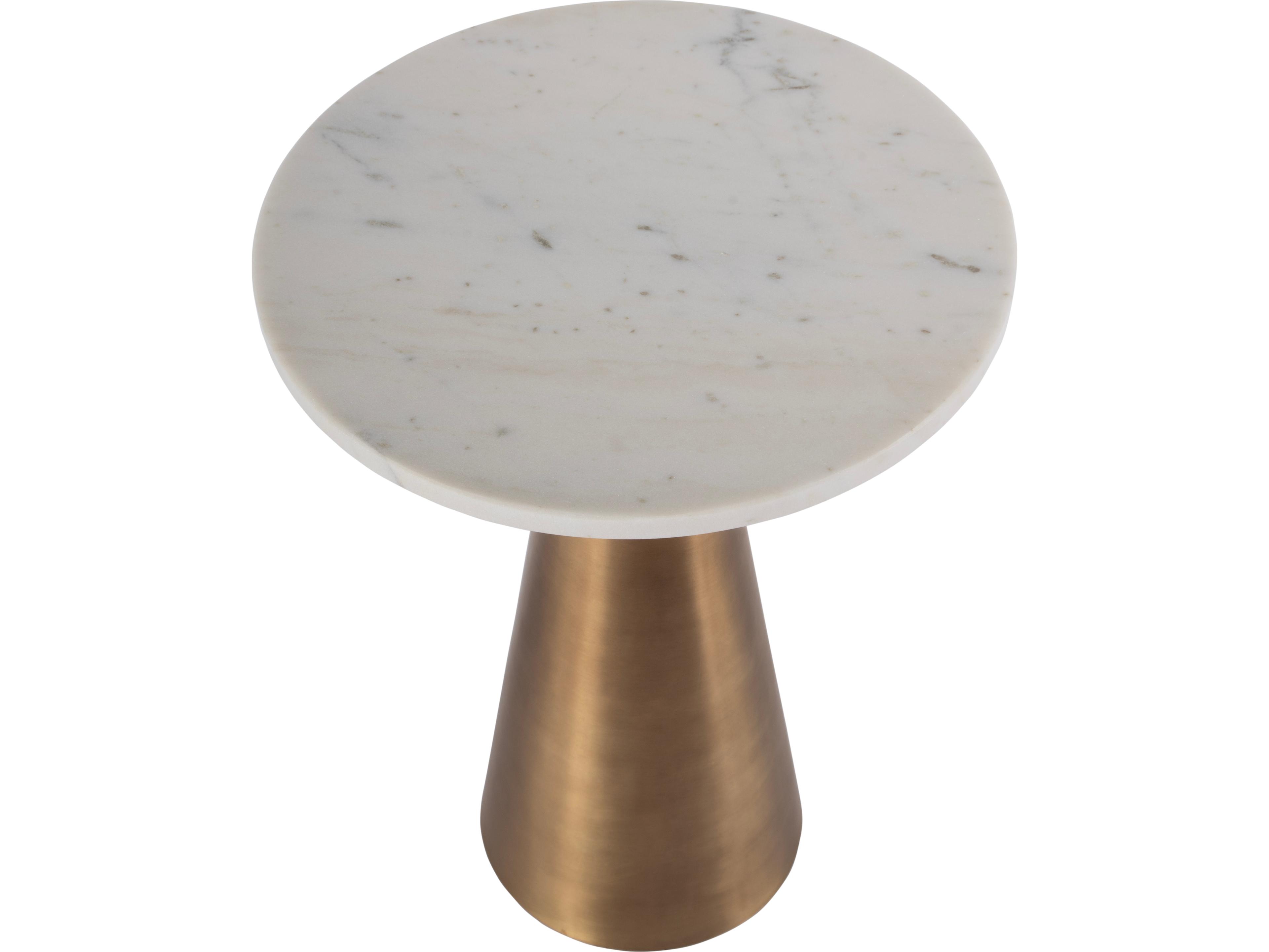 Butler Hallie Round Marble Antique Gold End Table