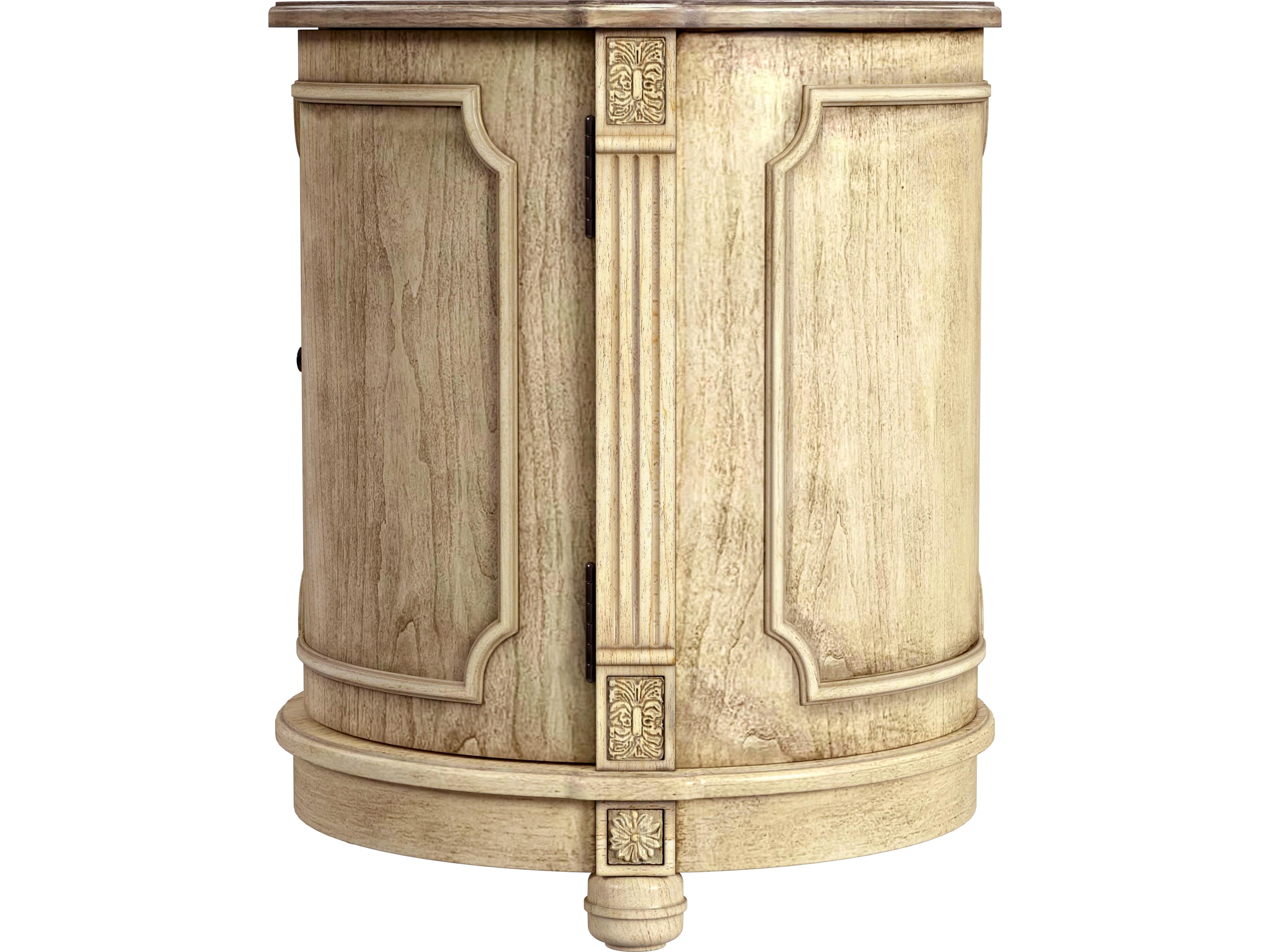 Butler Thurmond Round Wood Antique Beige End Table
