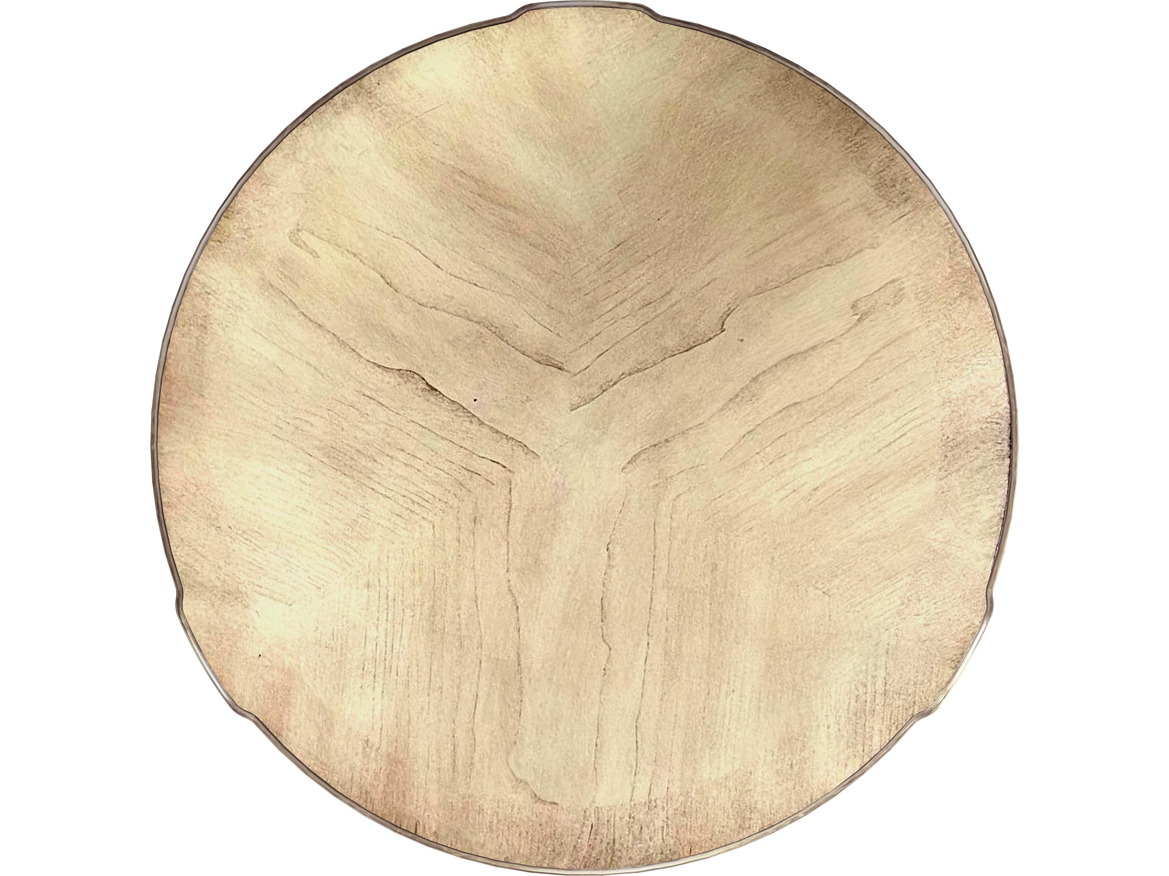 Butler Thurmond Round Wood Antique Beige End Table