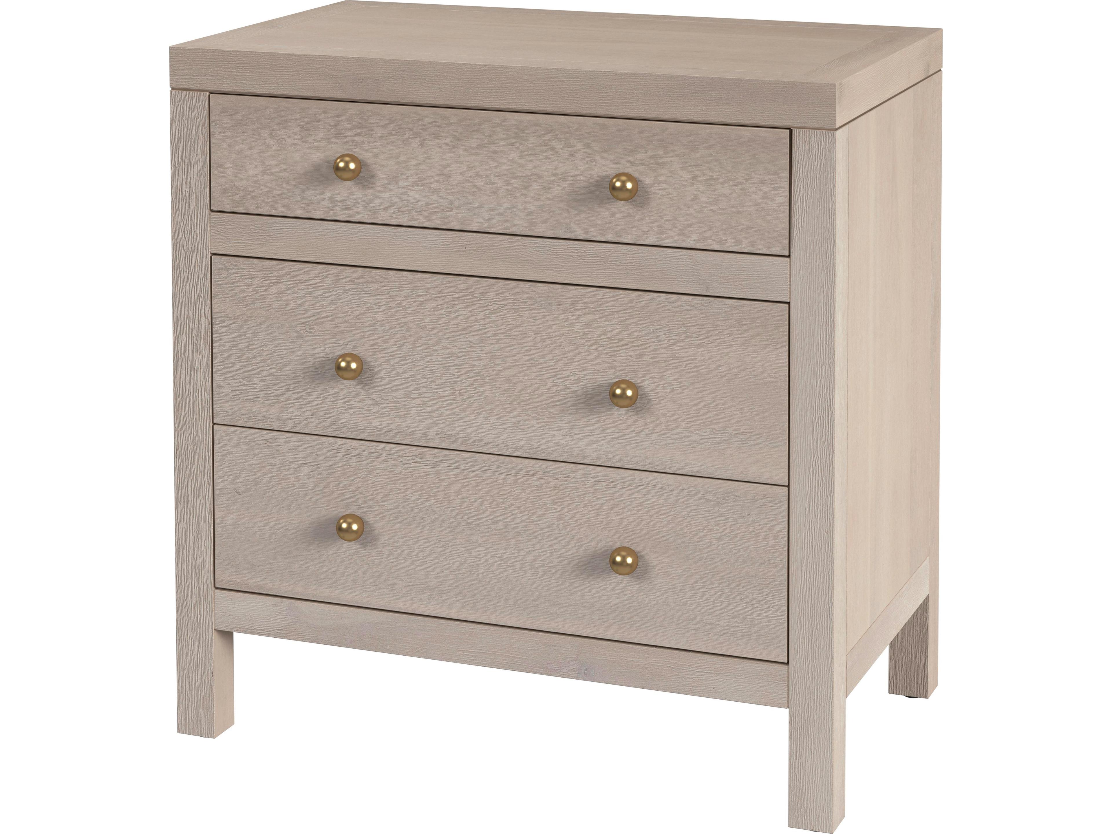 Nora 3-Drawers Beige Acacia Wood Nightstand