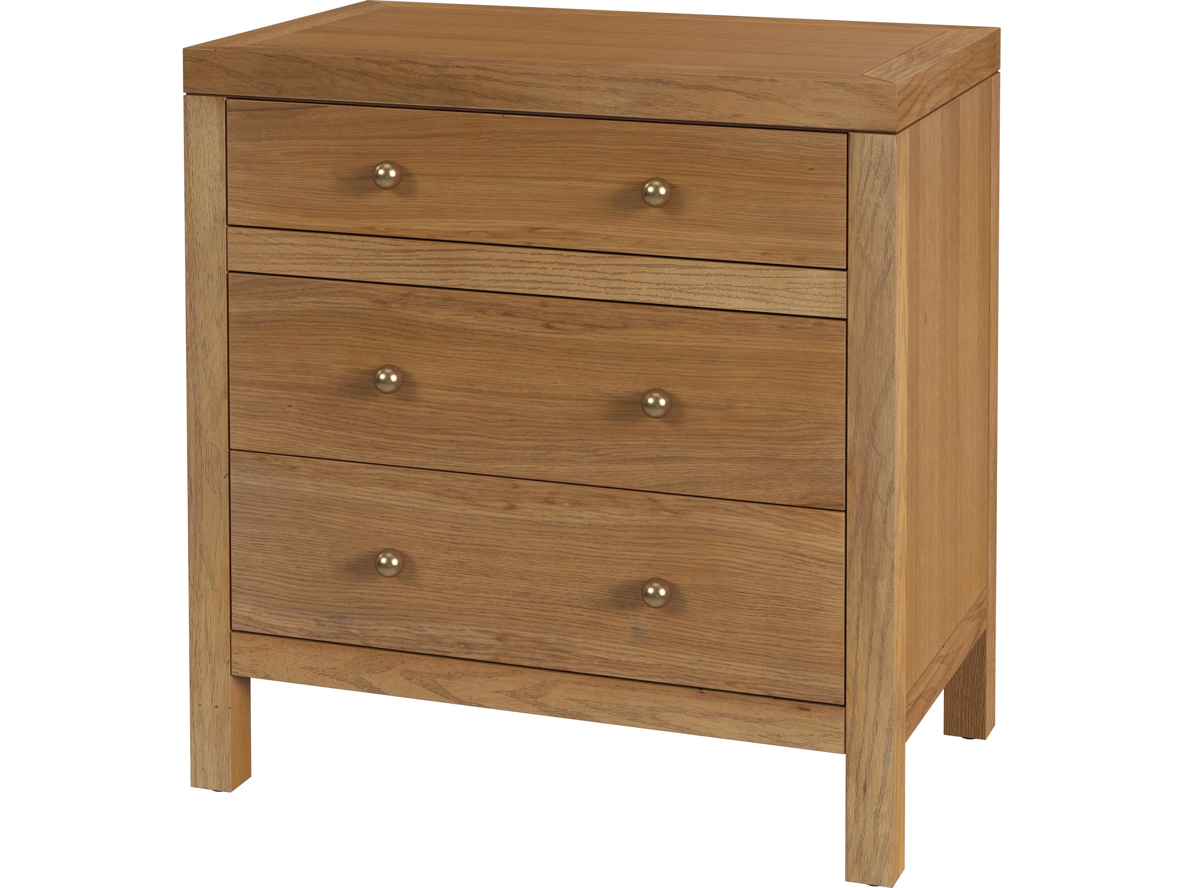 Nora 3-Drawers Oak Wood Nightstand