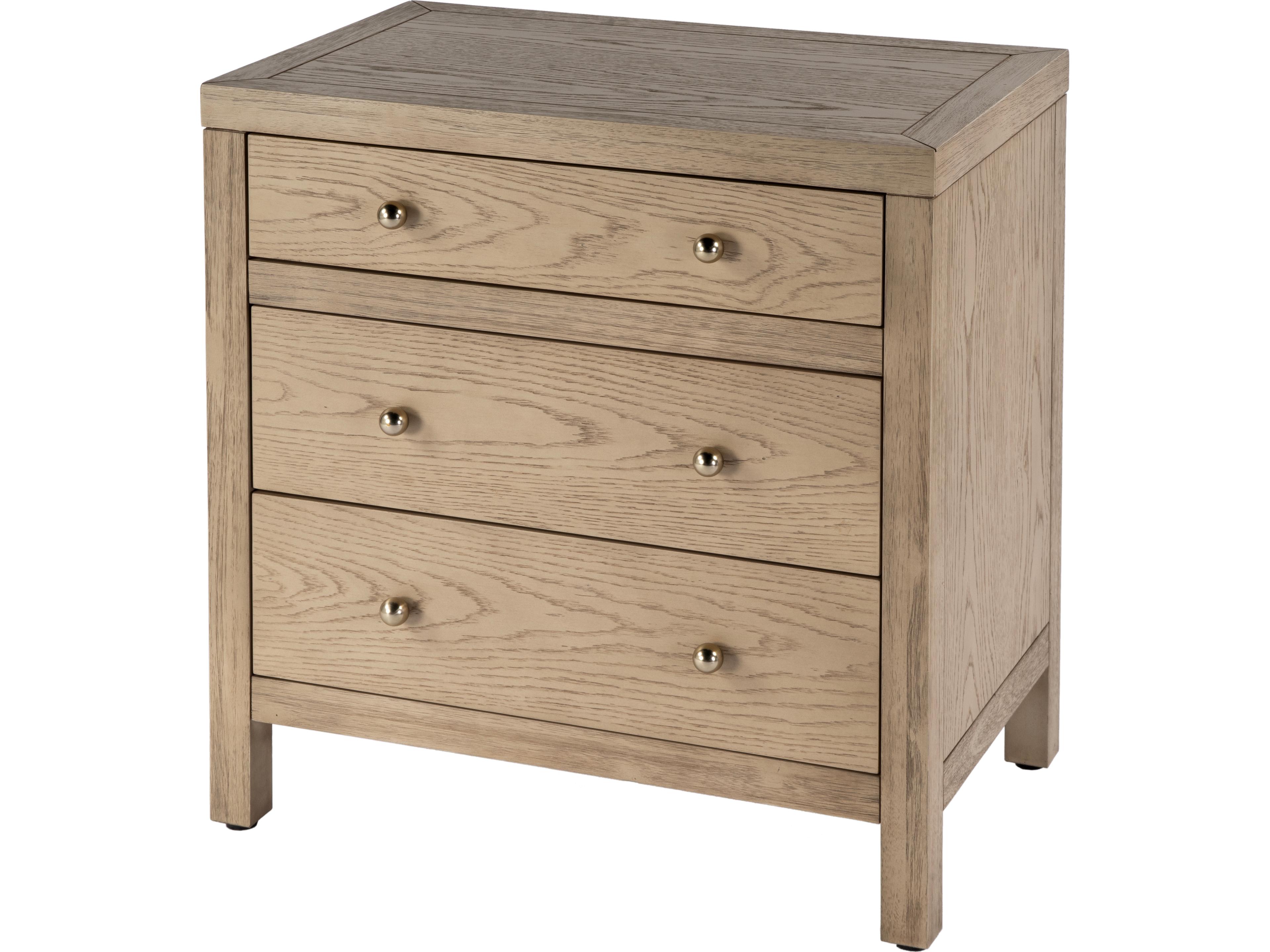 Nora 3-Drawers Natural Acacia Wood Nightstand