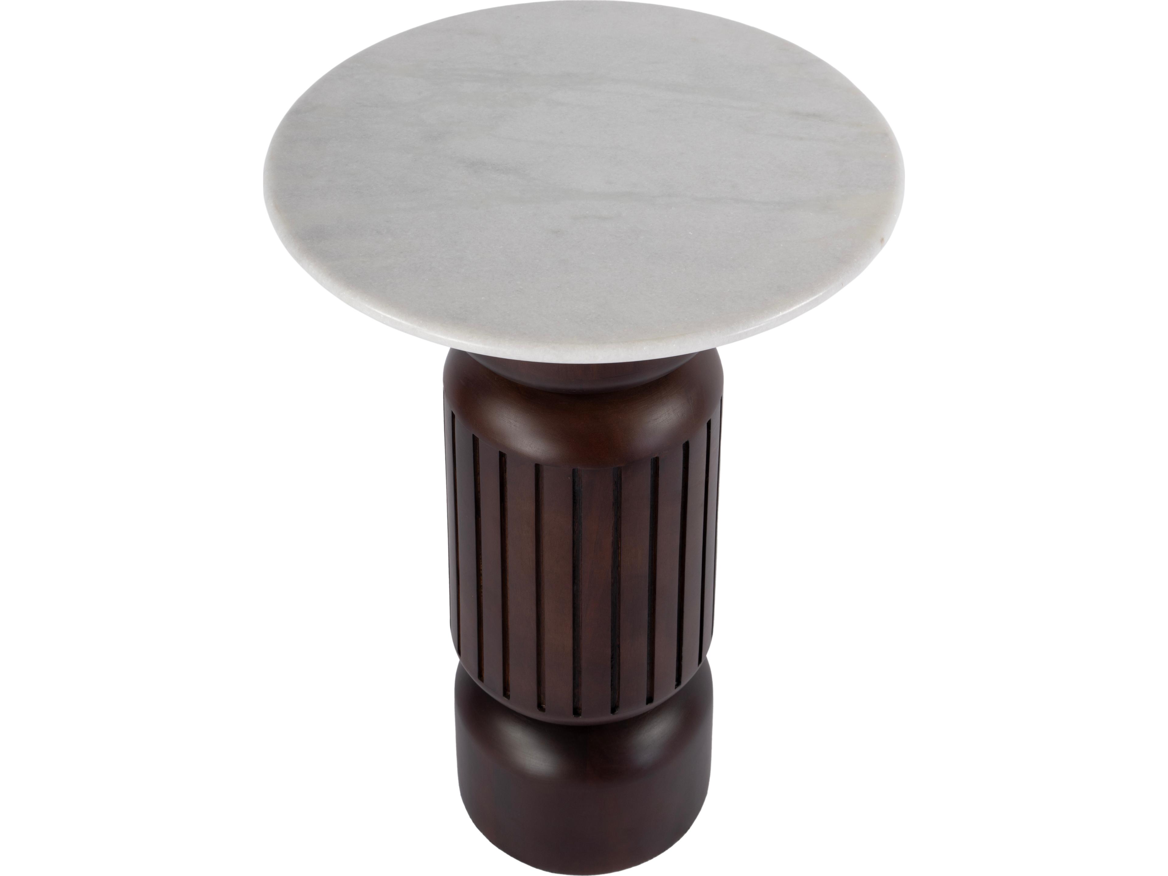Butler Nala Round White light Beige Marble End Table