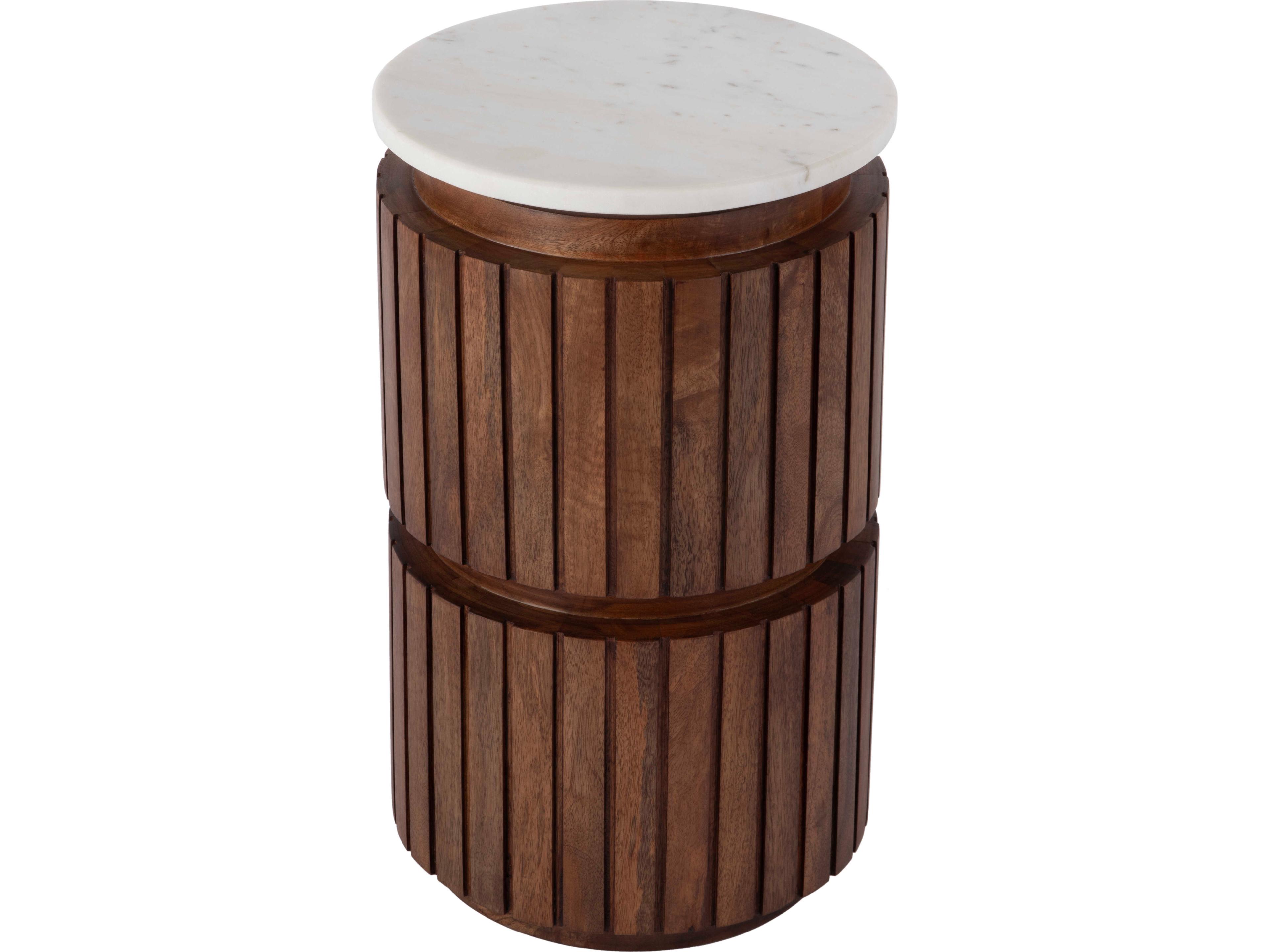 Newton Round Marble Brown End Table