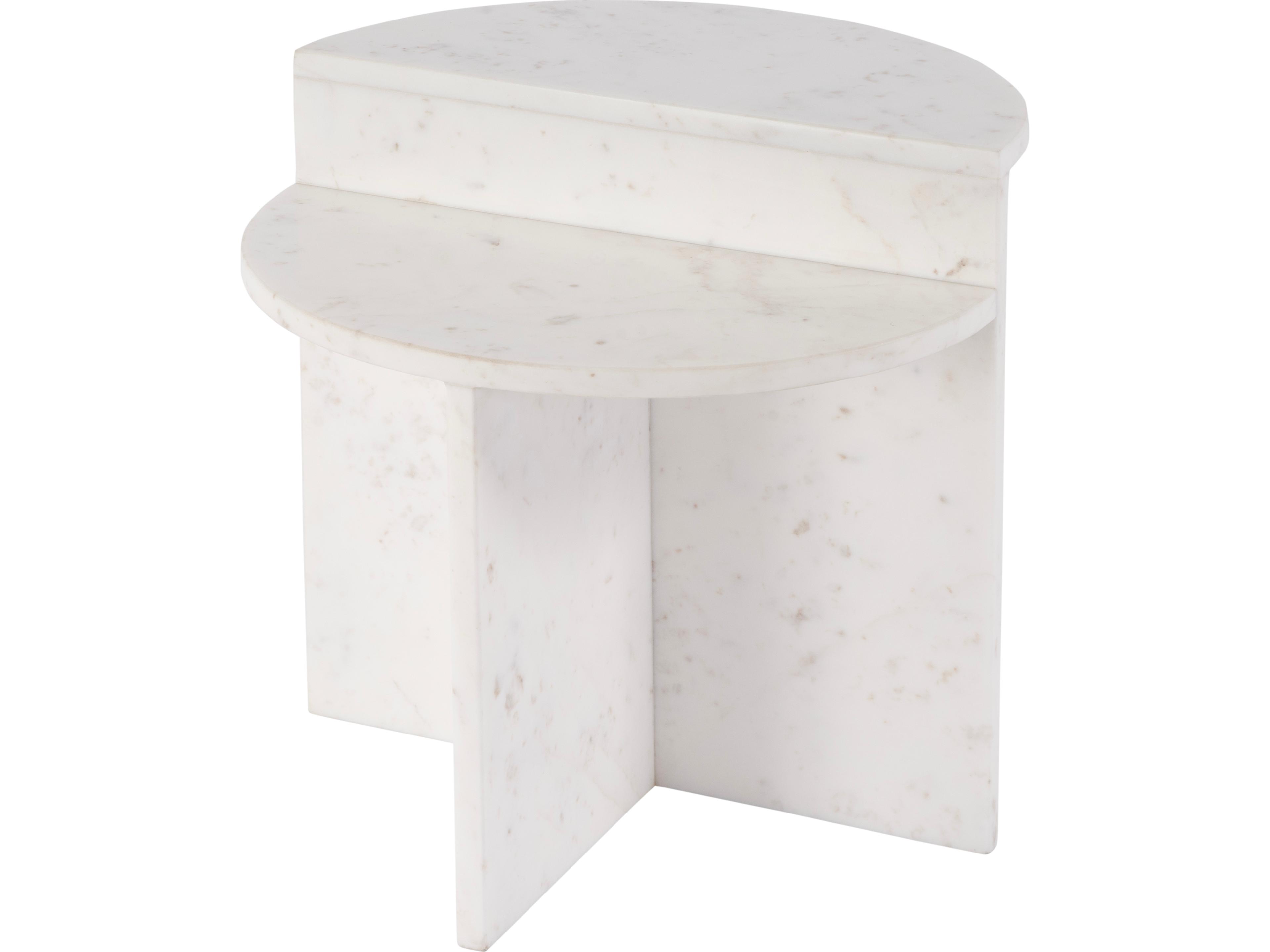 Vienna Round Marble White End Table