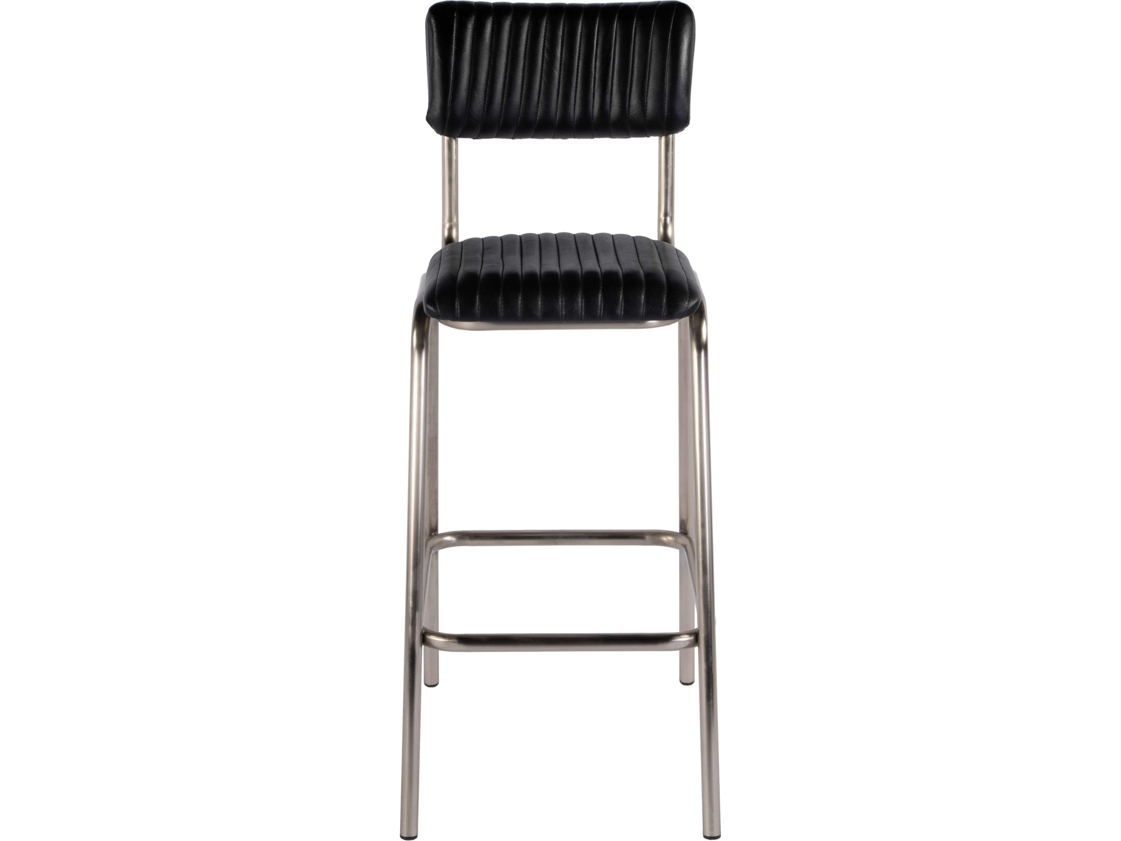Butler Waylon Black Silver Leather Bar Stool