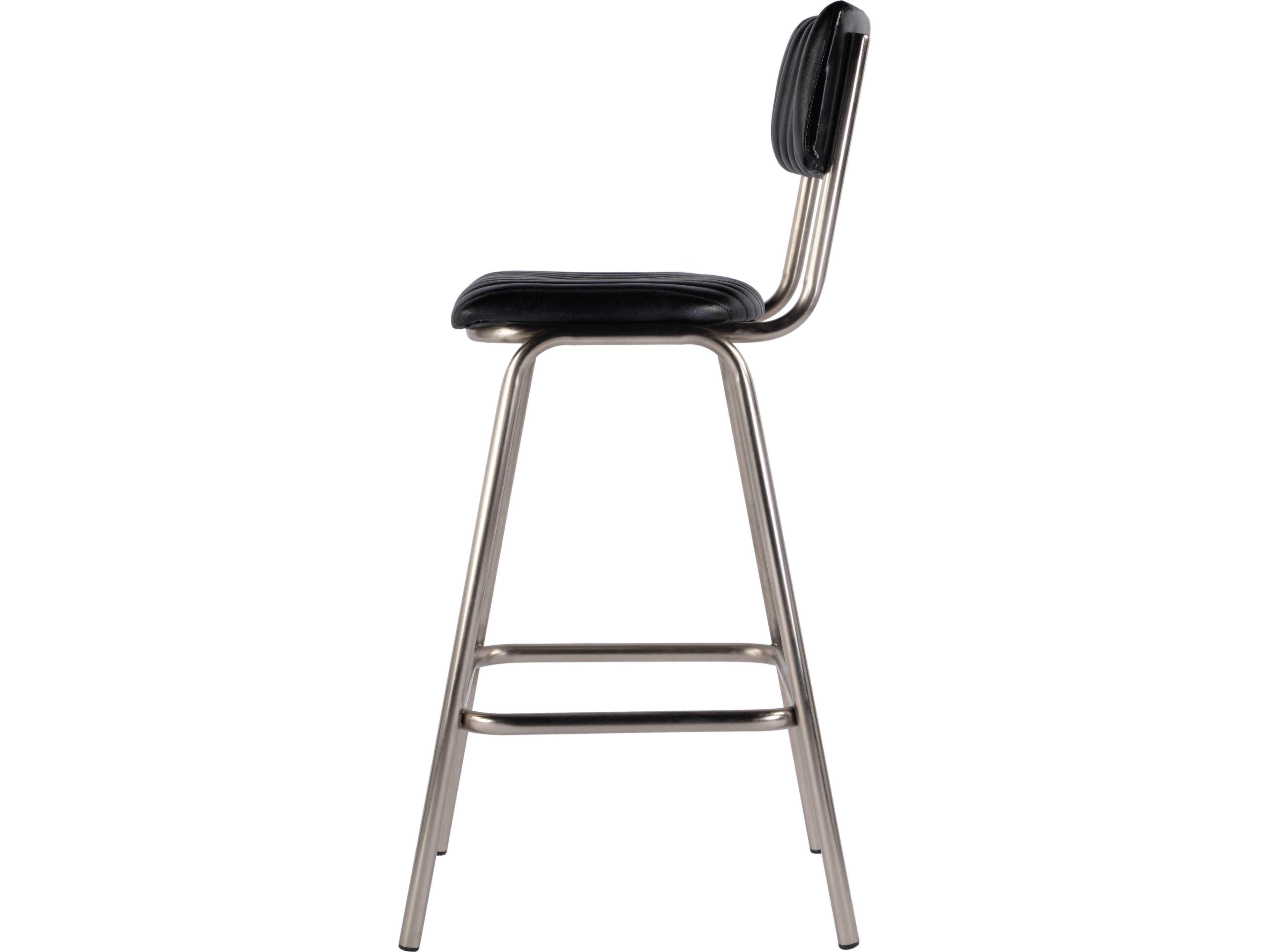 Butler Waylon Black Silver Leather Bar Stool