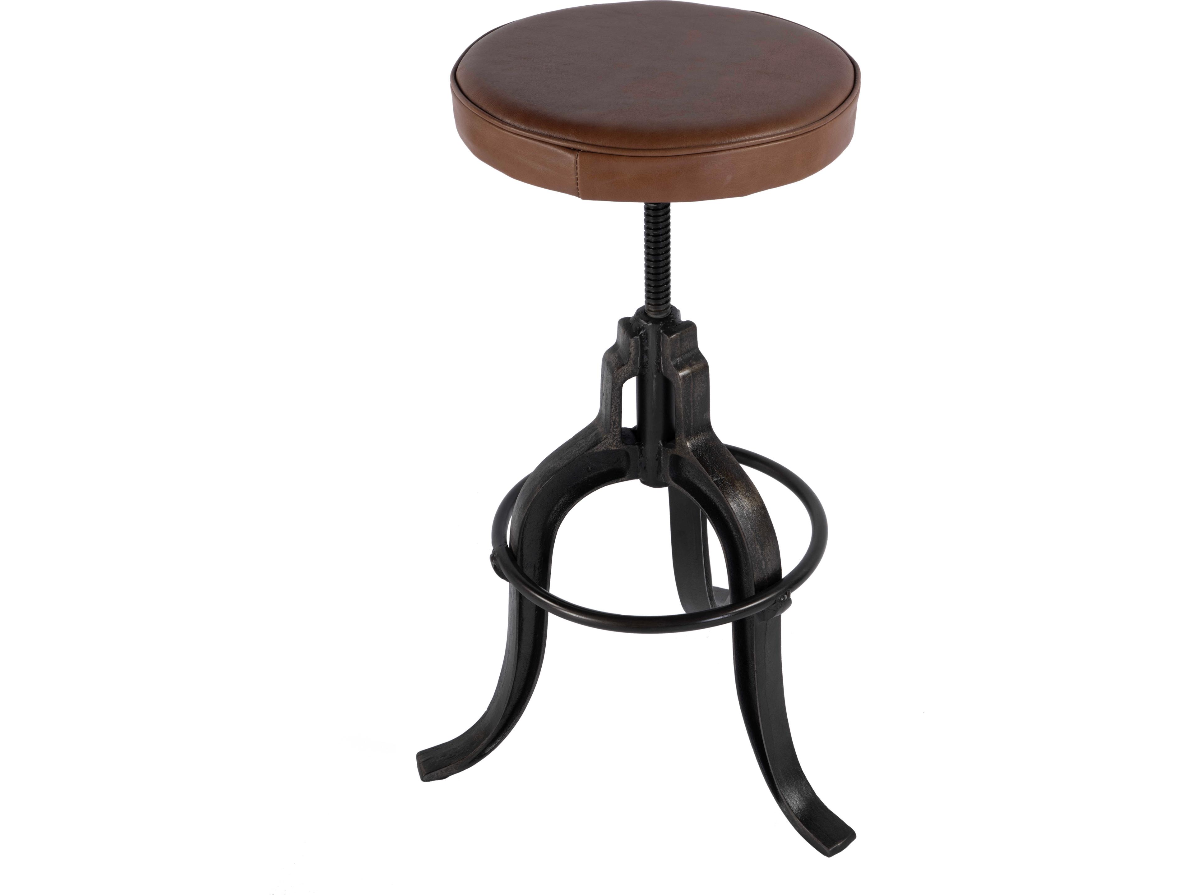 Butler Knight Brown Light To Leather Swivel Bar Stool