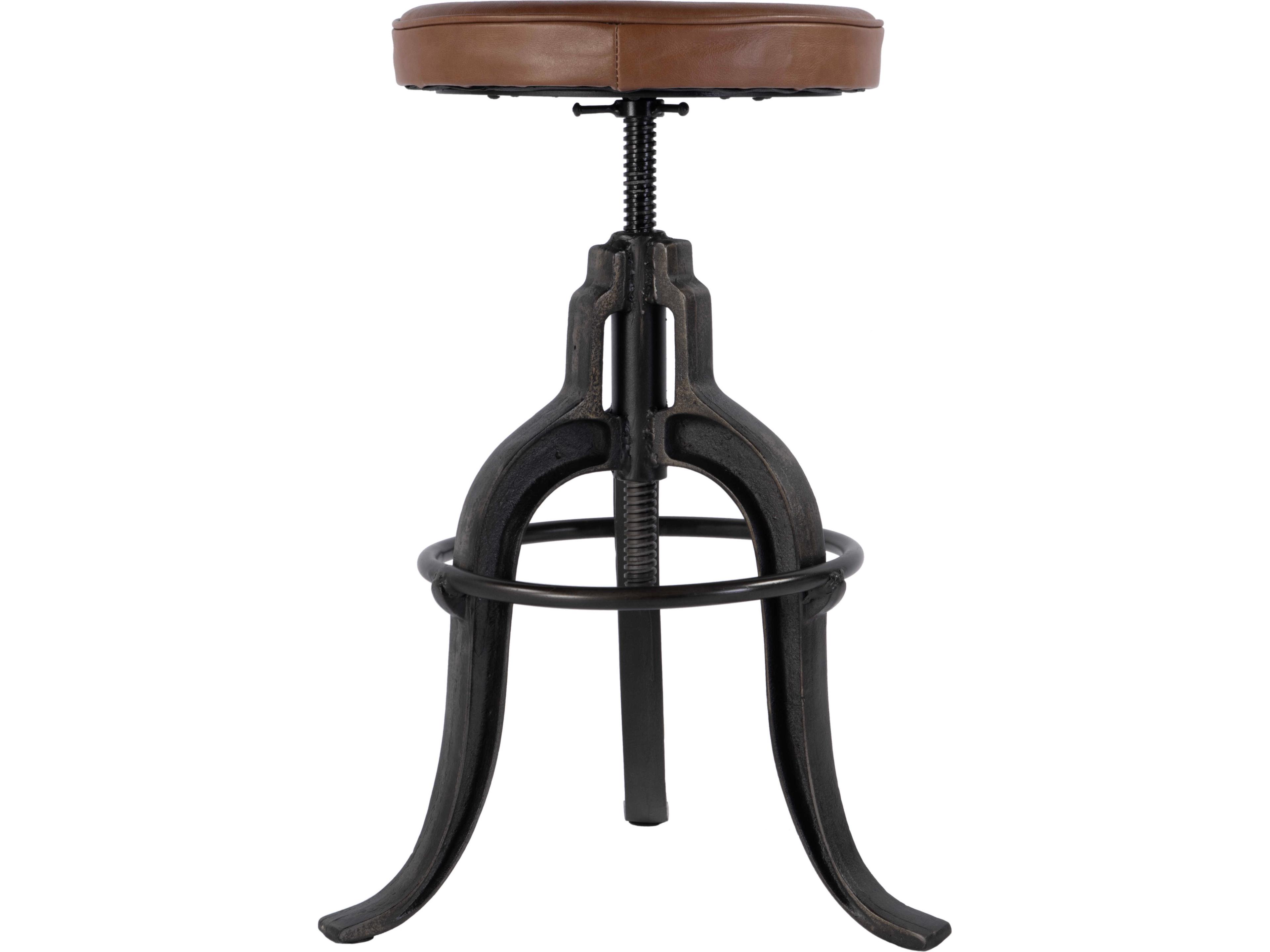 Butler Knight Brown Light To Leather Swivel Bar Stool
