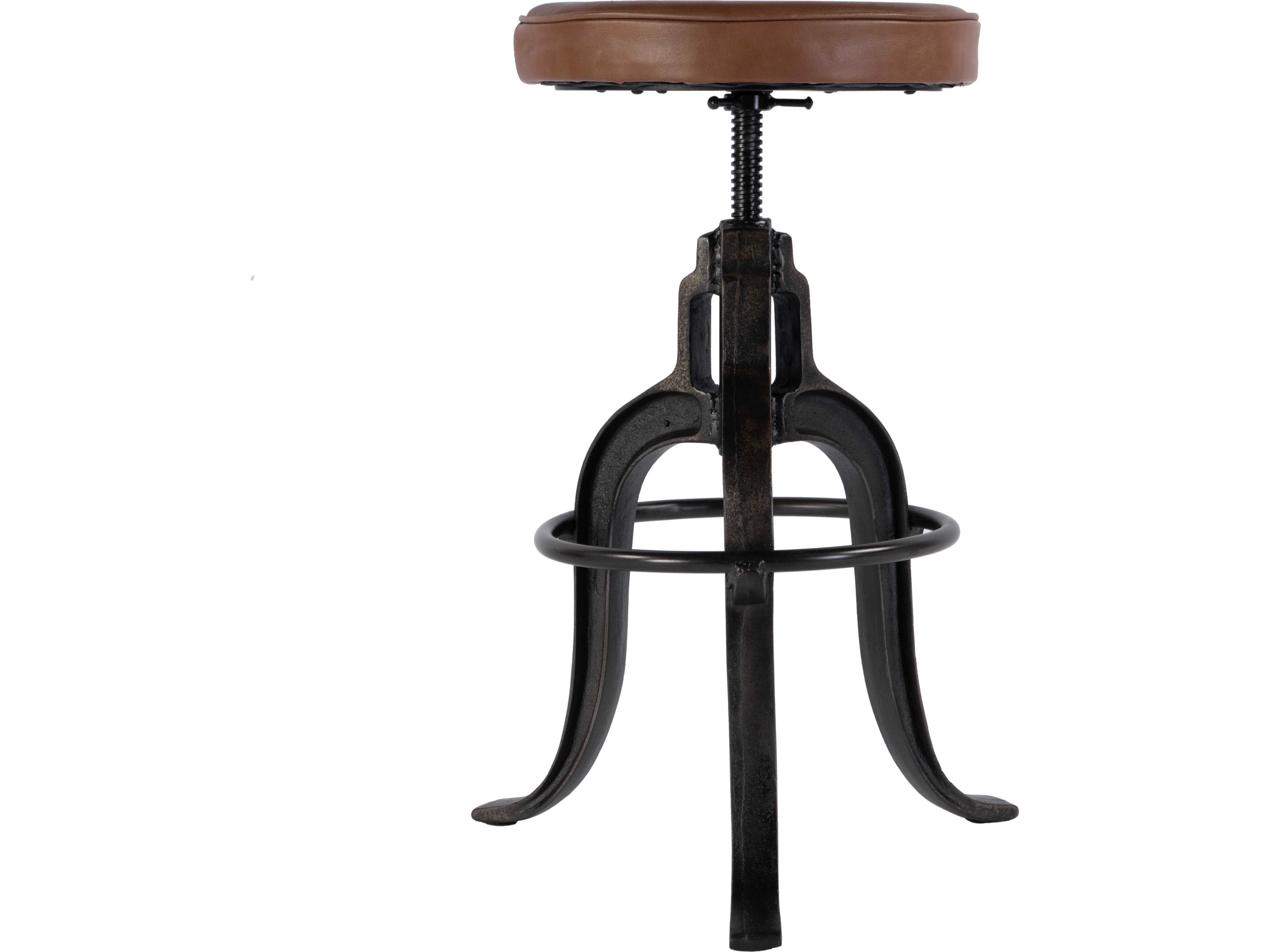 Butler Knight Brown Light To Leather Swivel Bar Stool