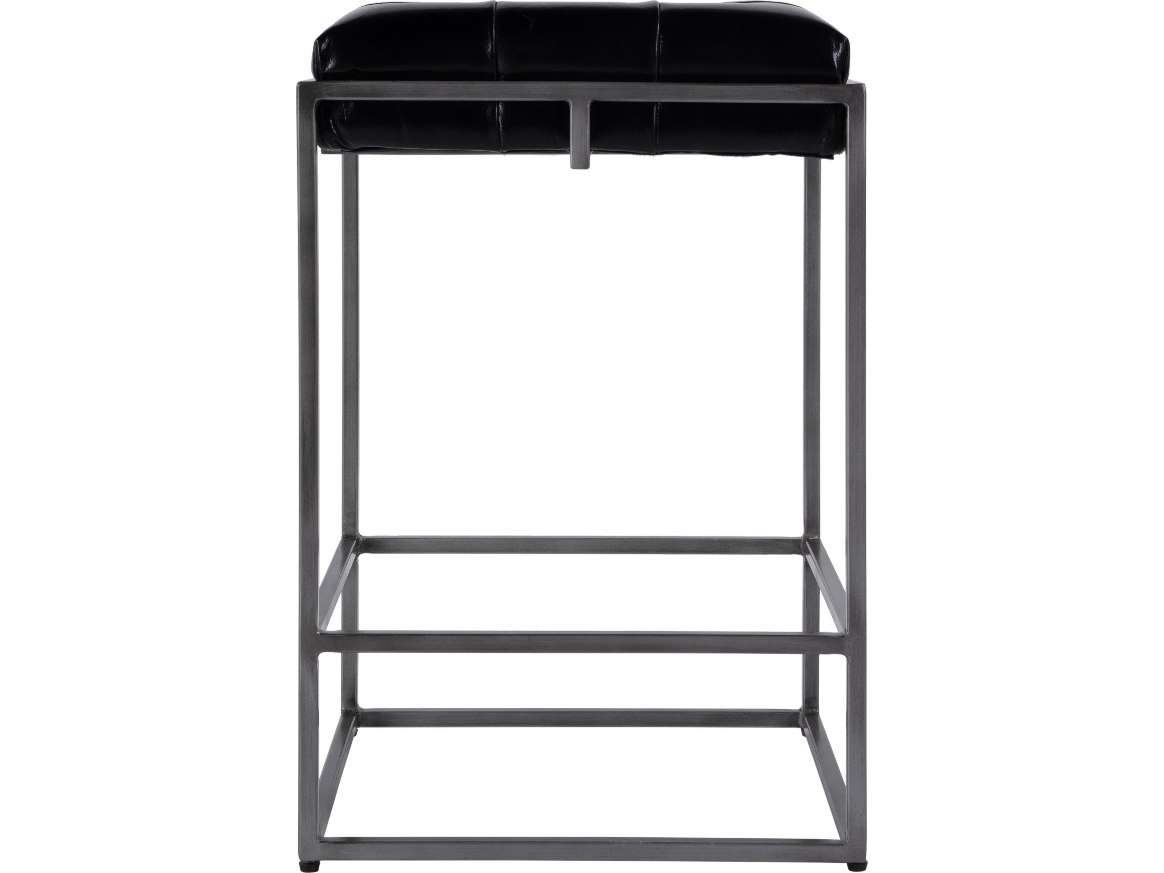 Butler Dudley Black Leather Counter Stool